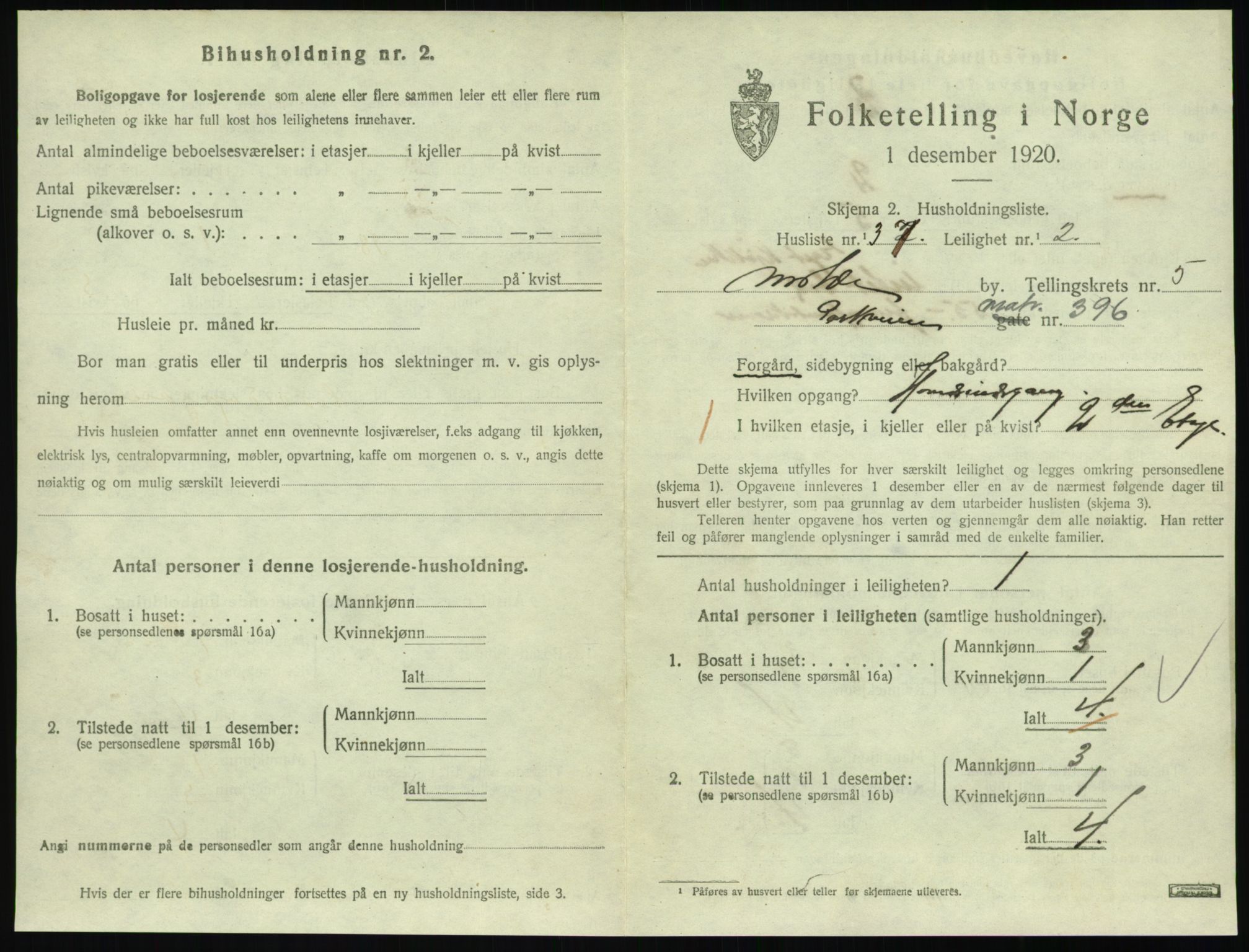 SAT, 1920 census for Molde, 1920, p. 1897