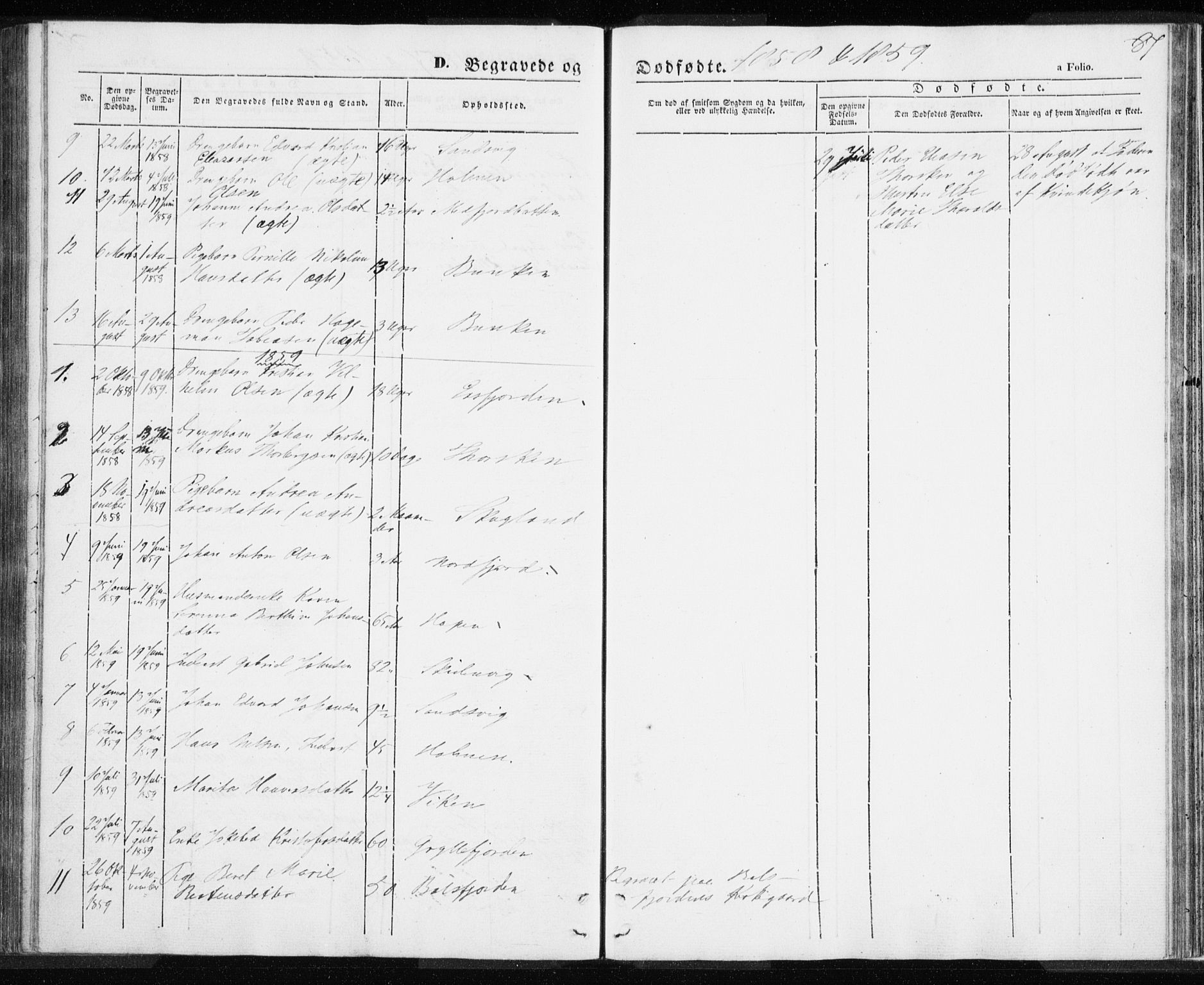 Berg sokneprestkontor, SATØ/S-1318/G/Ga/Gaa/L0001kirke: Parish register (official) no. 1, 1846-1859, p. 87