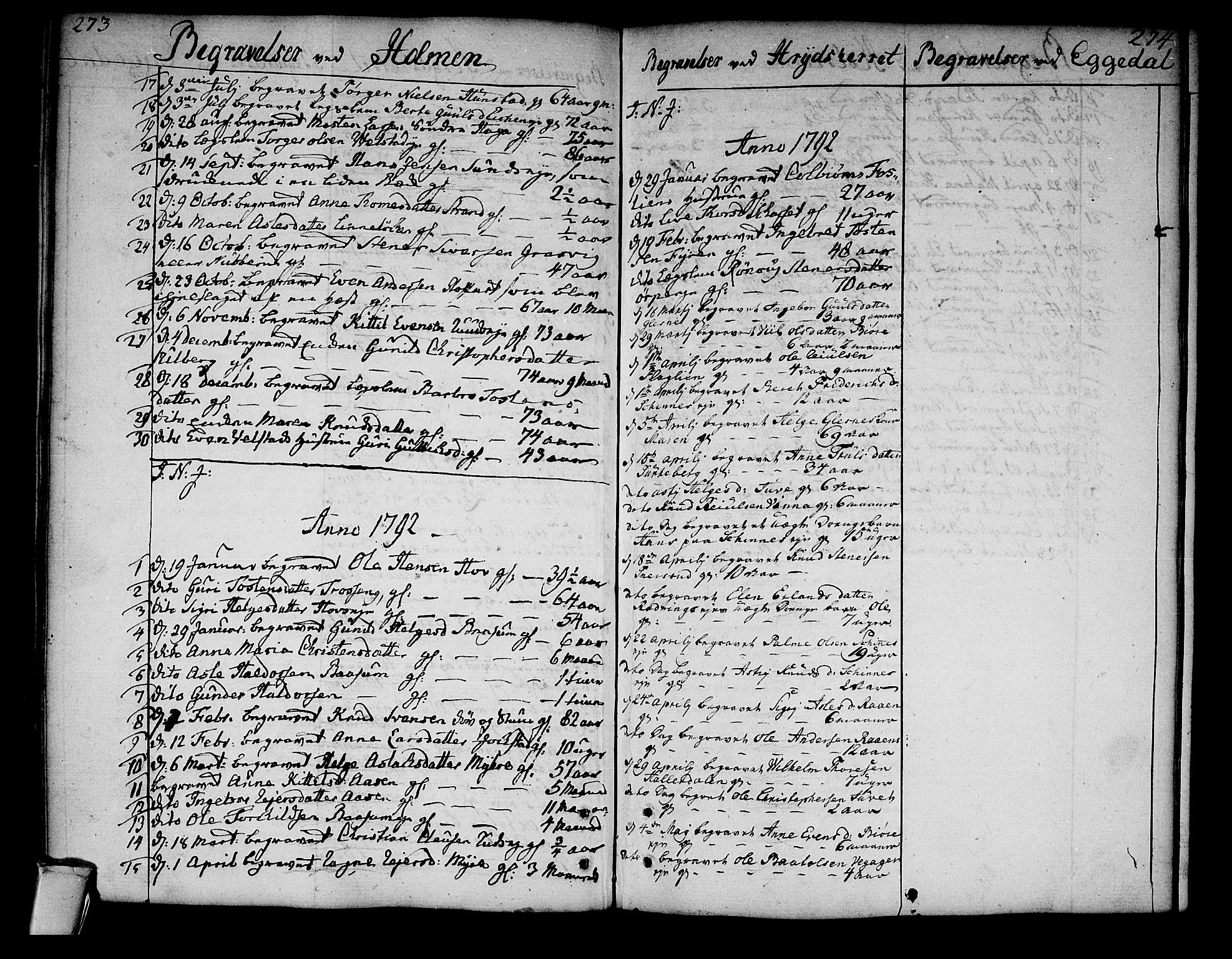 Sigdal kirkebøker, SAKO/A-245/F/Fa/L0002: Parish register (official) no. I 2, 1778-1792, p. 273-274