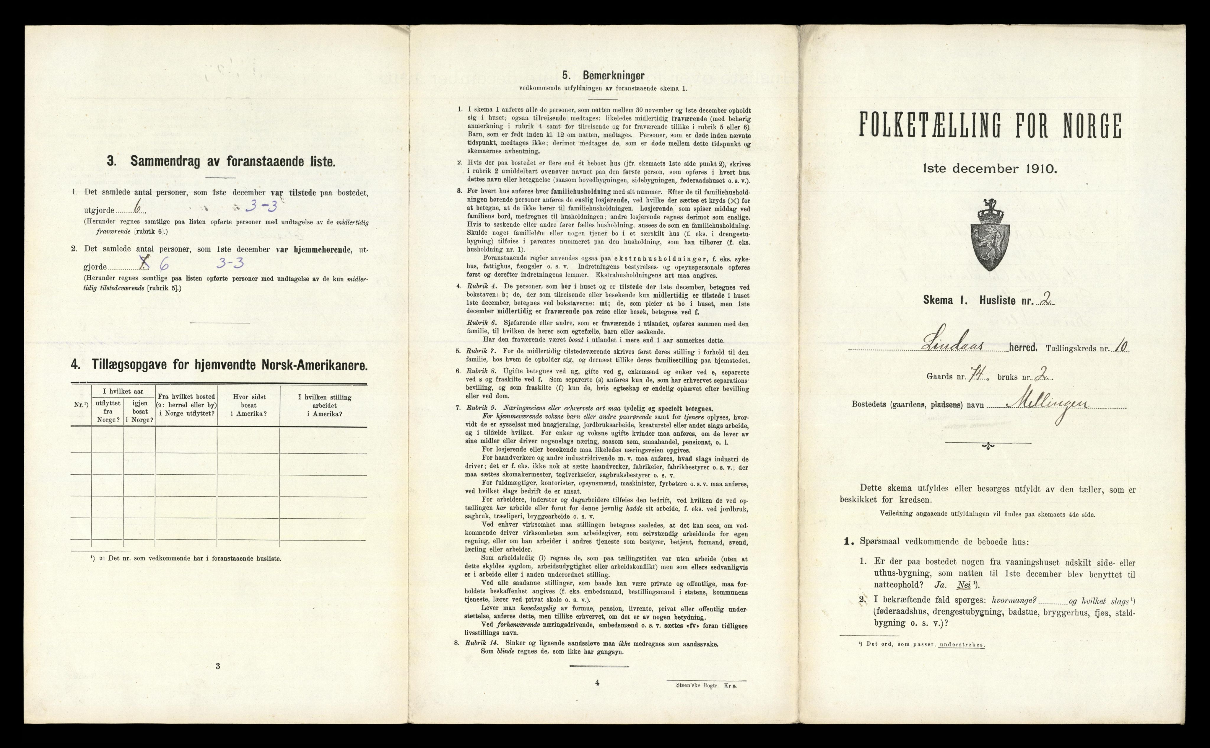 RA, 1910 census for Lindås, 1910, p. 664