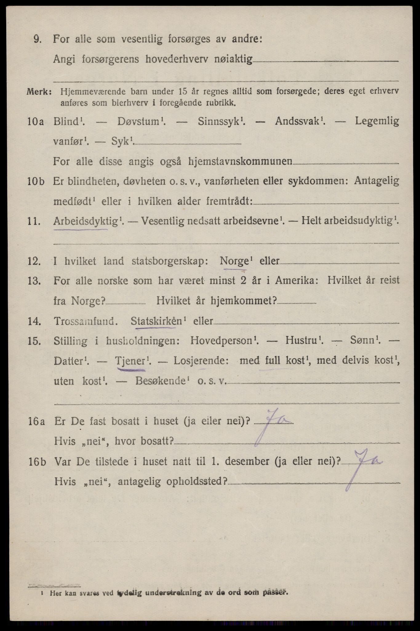 SAST, 1920 census for Bjerkreim, 1920, p. 3405