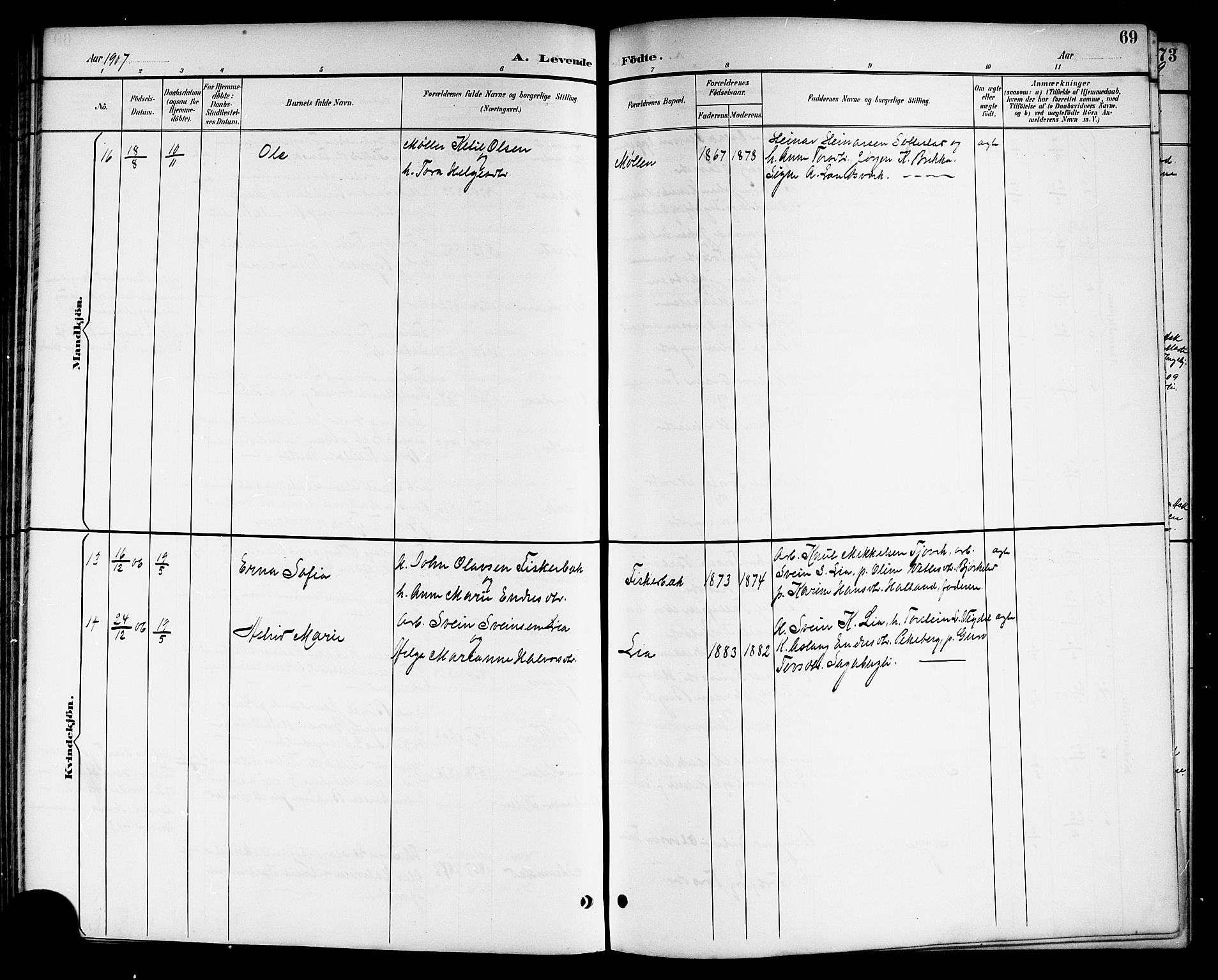 Kviteseid kirkebøker, SAKO/A-276/G/Ga/L0002: Parish register (copy) no. I 2, 1893-1918, p. 69