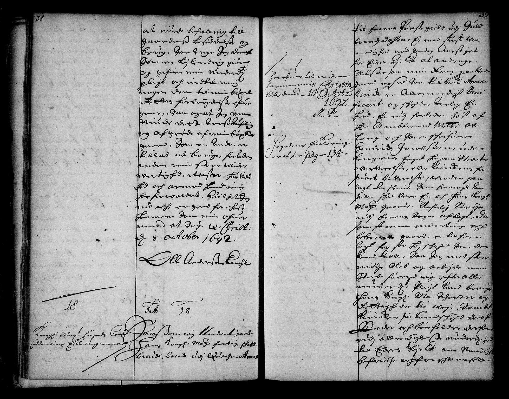 Stattholderembetet 1572-1771, AV/RA-EA-2870/Ae/L0010: Supplikasjons- og resolusjonsprotokoll, 1692-1693, p. 38-39