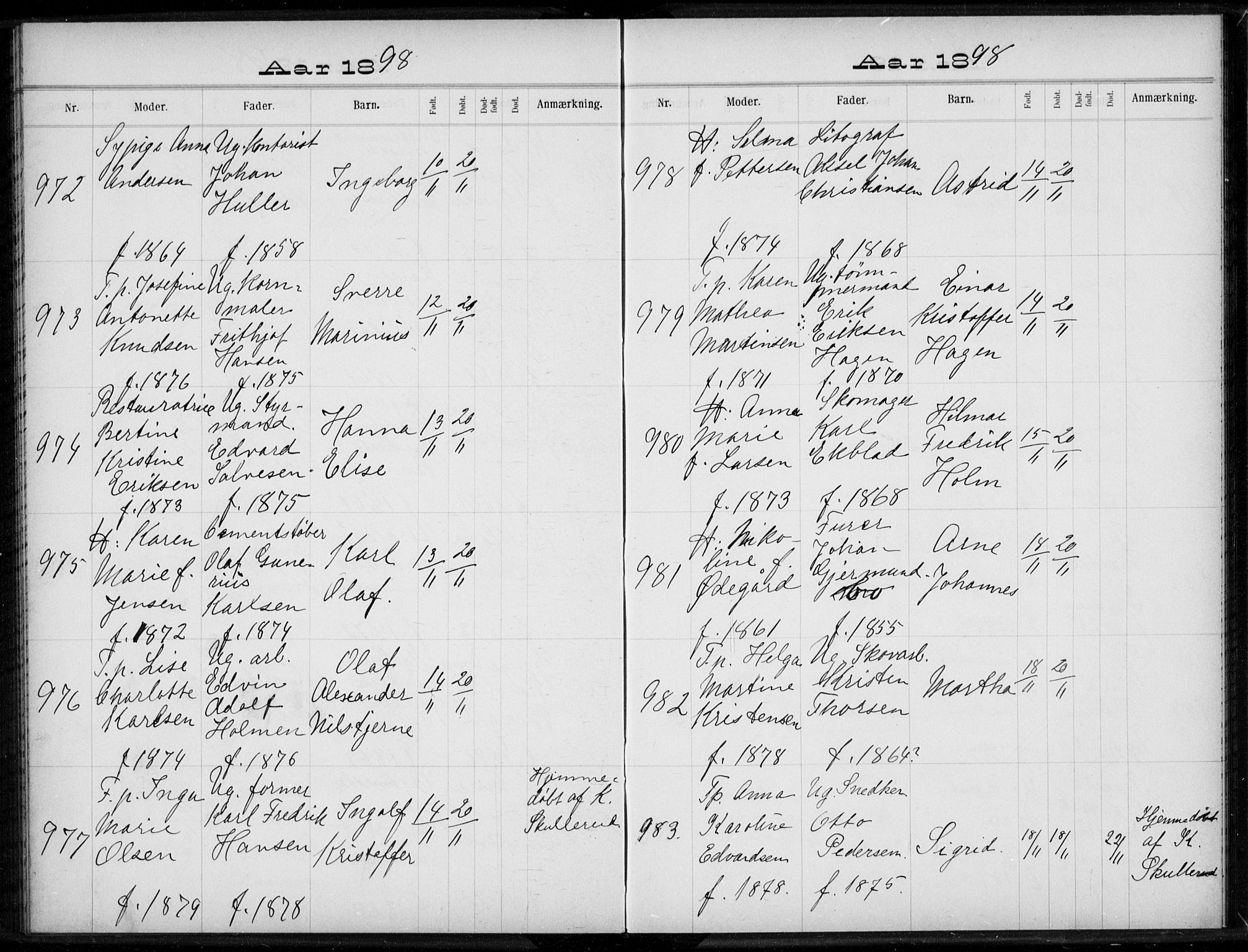 Rikshospitalet prestekontor Kirkebøker, AV/SAO-A-10309b/K/L0004/0003: Baptism register no. 4.3, 1897-1899