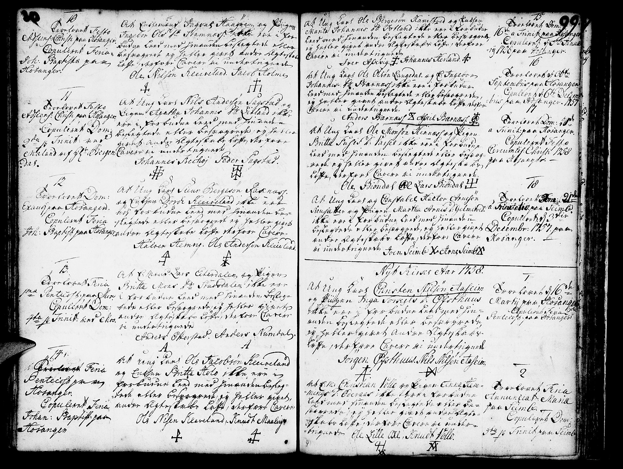 Hosanger sokneprestembete, AV/SAB-A-75801/H/Haa: Parish register (official) no. A 1 /1, 1750-1766, p. 99