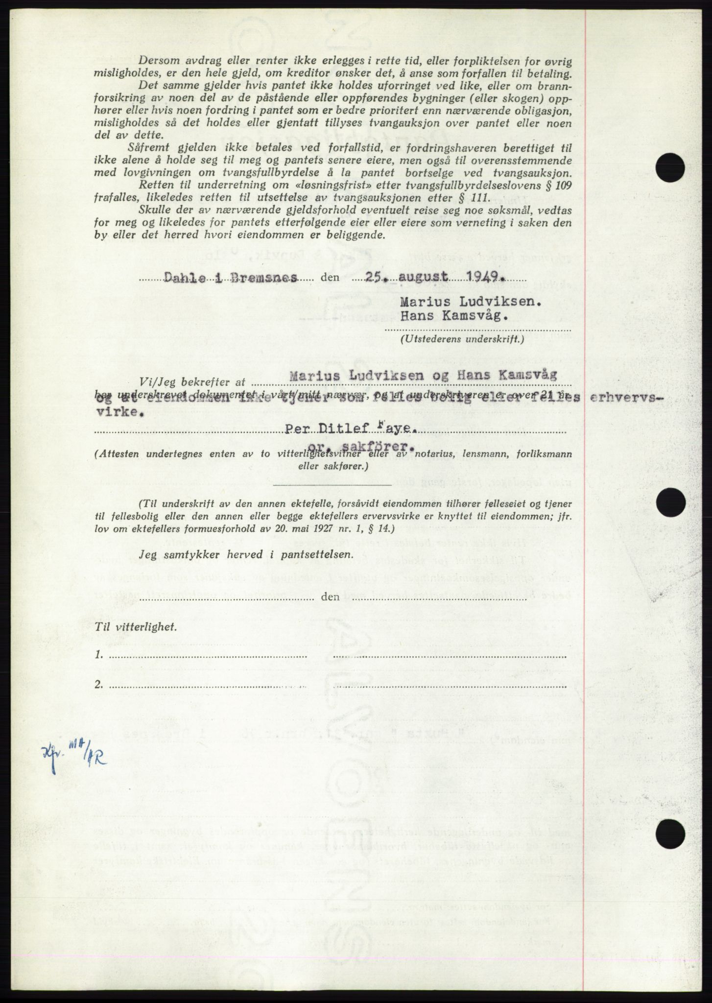 Nordmøre sorenskriveri, AV/SAT-A-4132/1/2/2Ca: Mortgage book no. B102, 1949-1949, Diary no: : 2347/1949