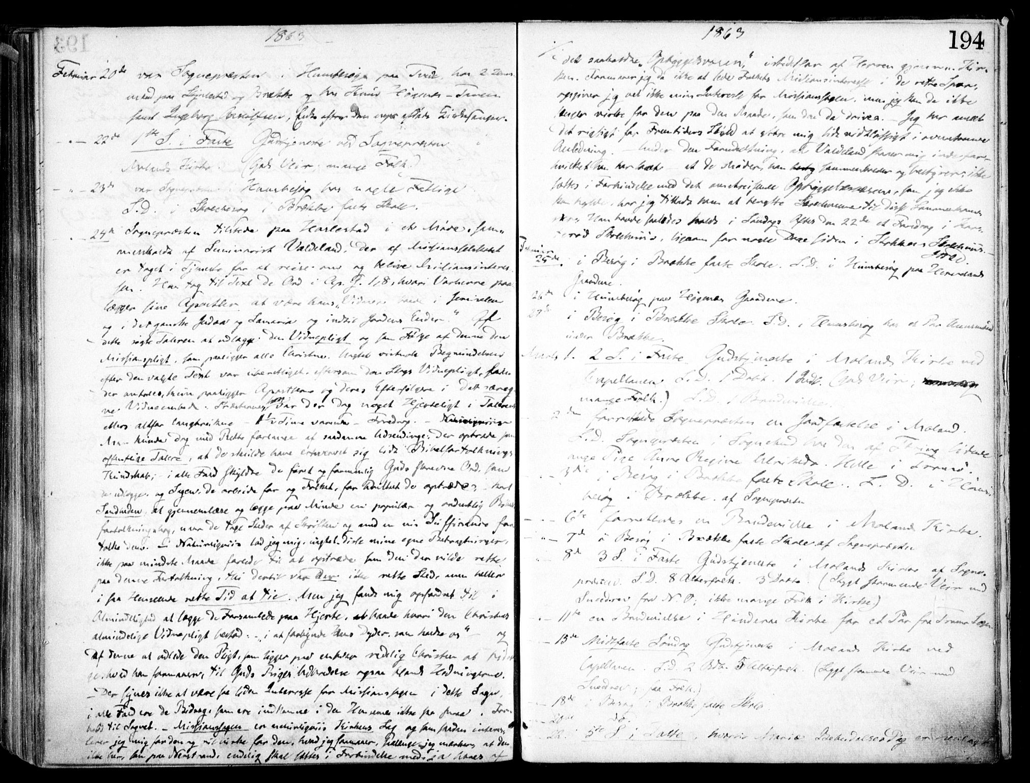Austre Moland sokneprestkontor, SAK/1111-0001/F/Fa/Faa/L0008: Parish register (official) no. A 8, 1858-1868, p. 194