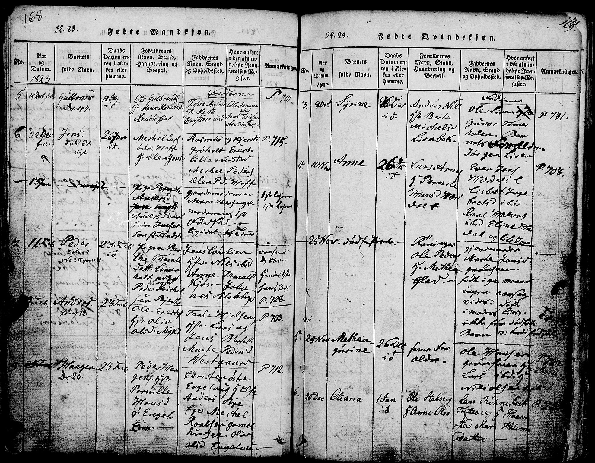 Løten prestekontor, AV/SAH-PREST-022/L/La/L0001: Parish register (copy) no. 1, 1812-1832, p. 168-169