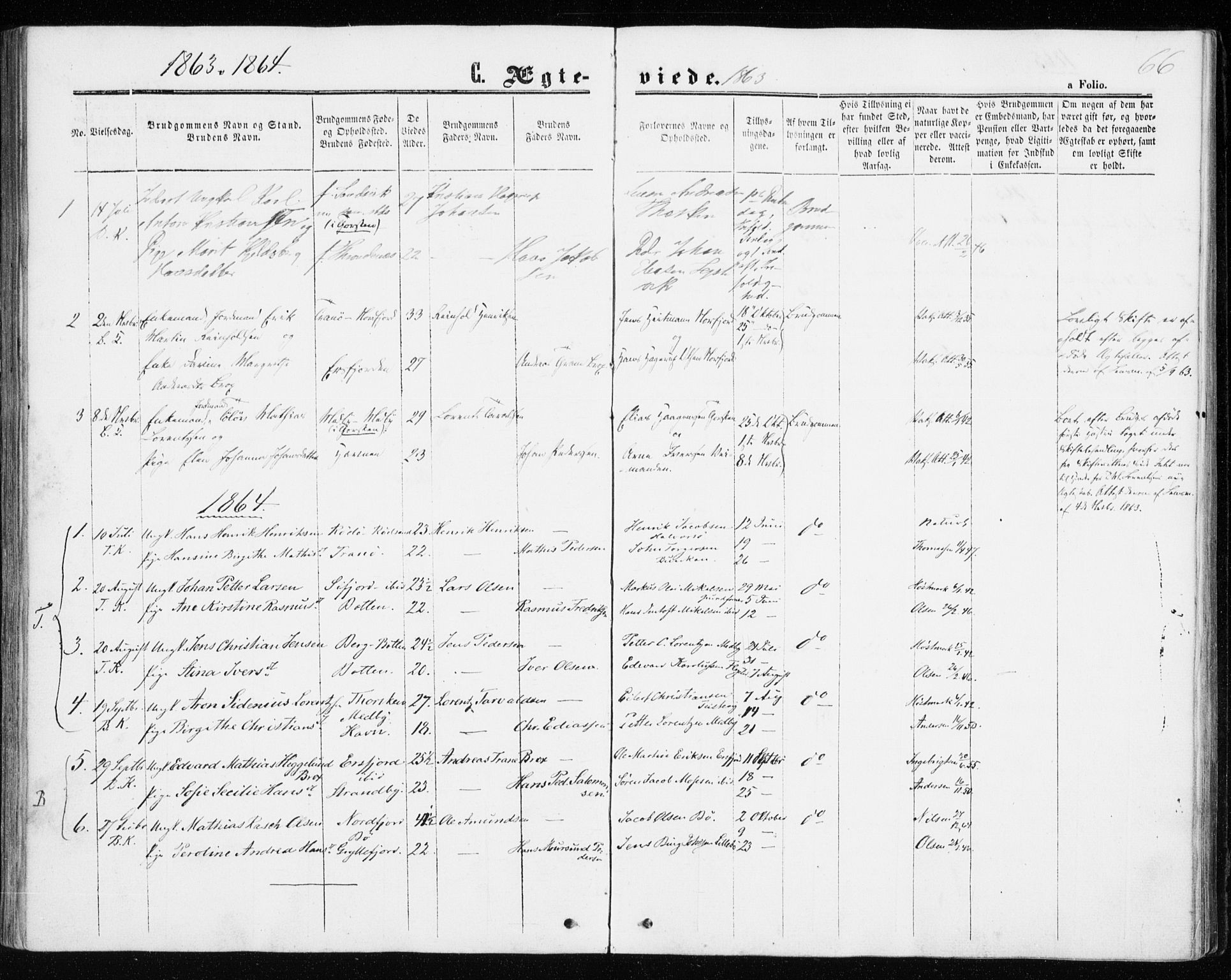 Berg sokneprestkontor, SATØ/S-1318/G/Ga/Gaa/L0002kirke: Parish register (official) no. 2, 1860-1872, p. 66
