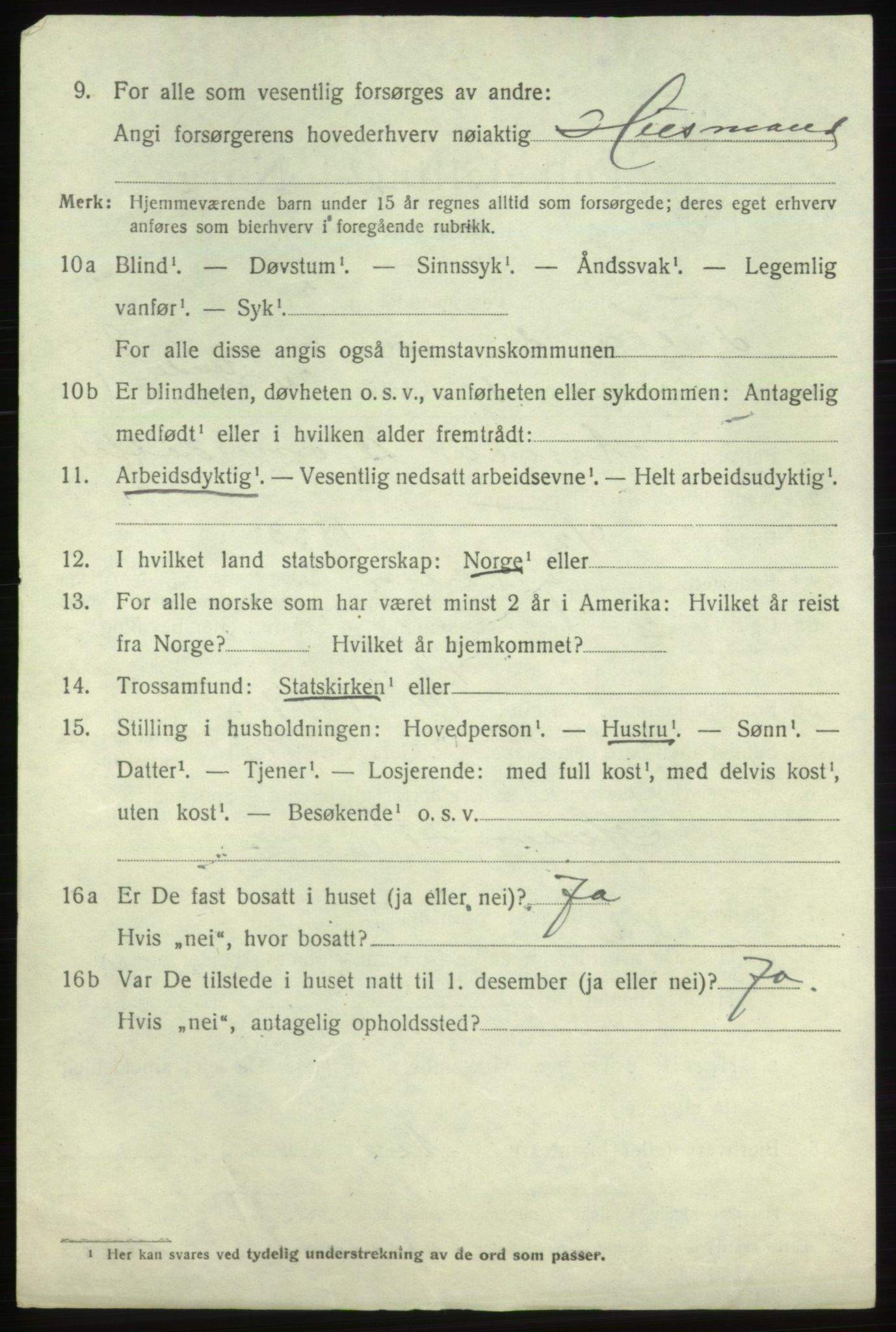 SAB, 1920 census for Fjelberg, 1920, p. 3282