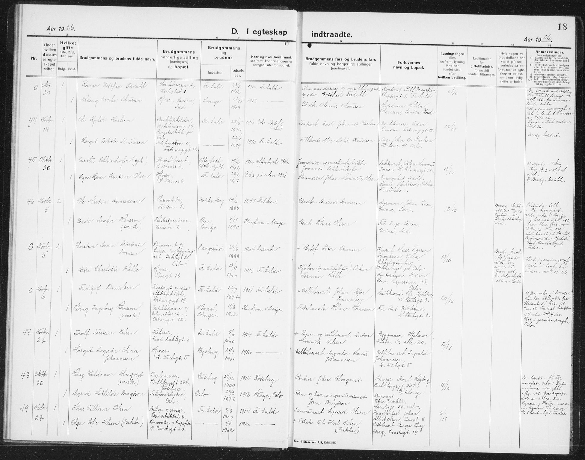 Halden prestekontor Kirkebøker, SAO/A-10909/G/Ga/L0014: Parish register (copy) no. 14, 1925-1943, p. 18