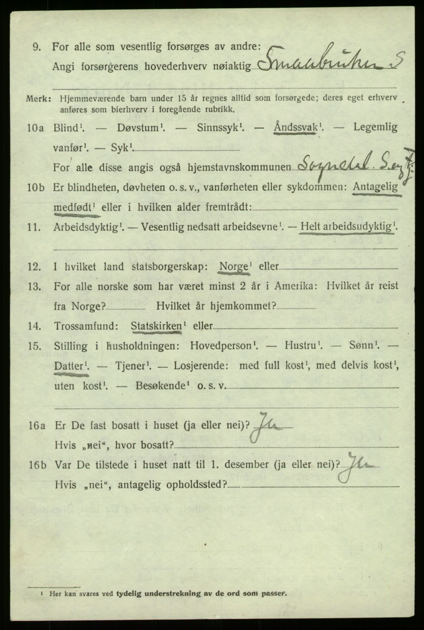 SAB, 1920 census for Sogndal, 1920, p. 4894