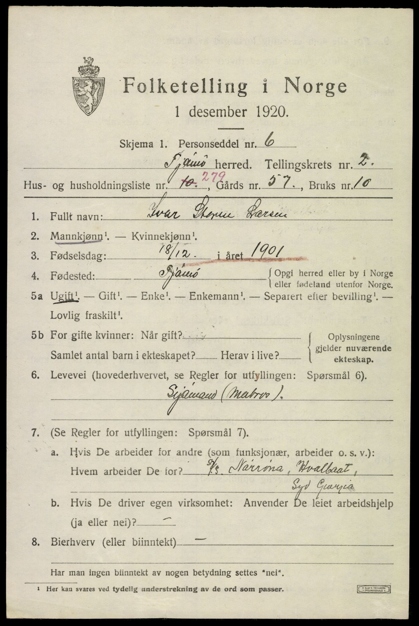 SAKO, 1920 census for Tjøme, 1920, p. 4771