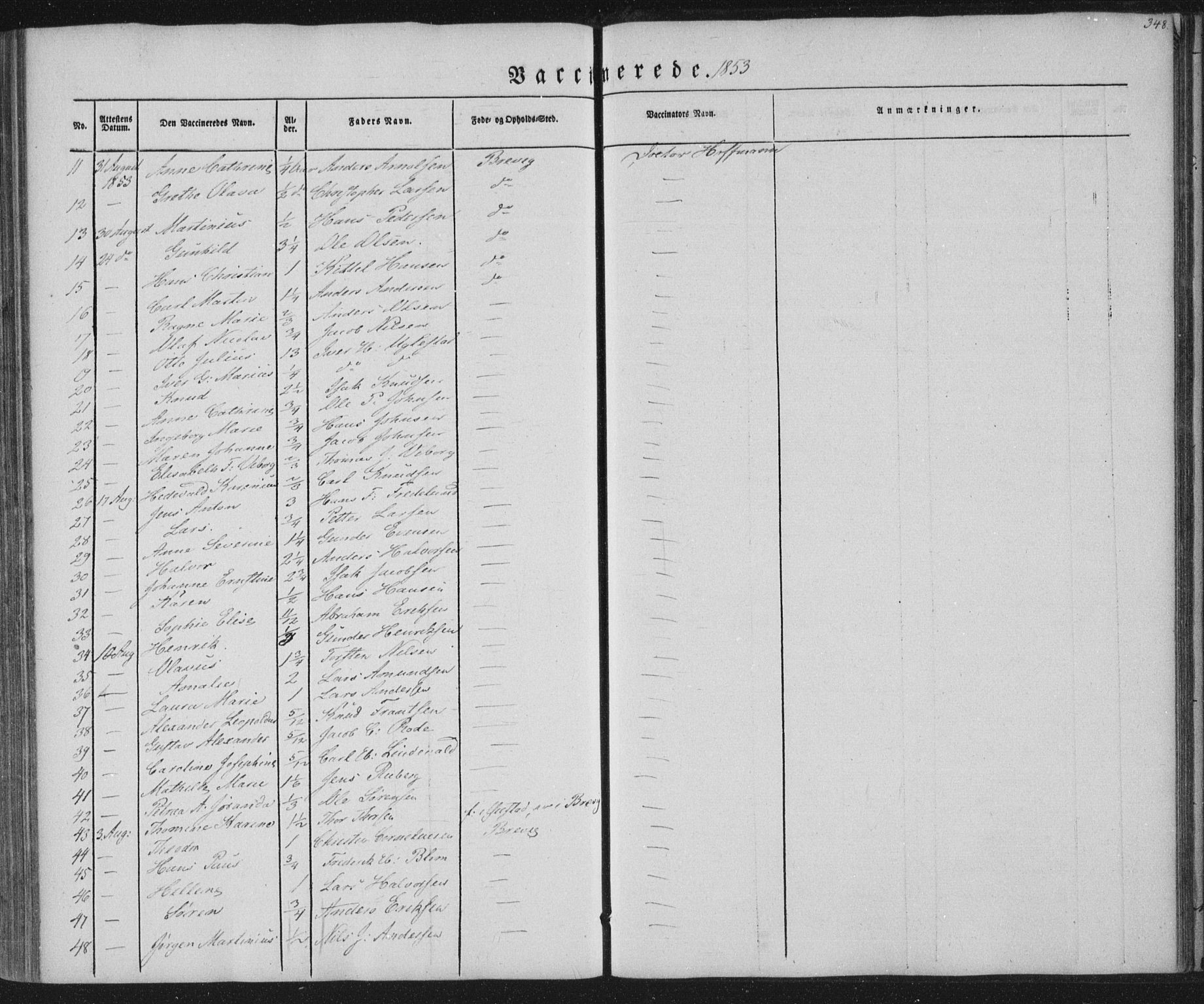 Brevik kirkebøker, AV/SAKO-A-255/F/Fa/L0005: Parish register (official) no. 5, 1847-1865, p. 348