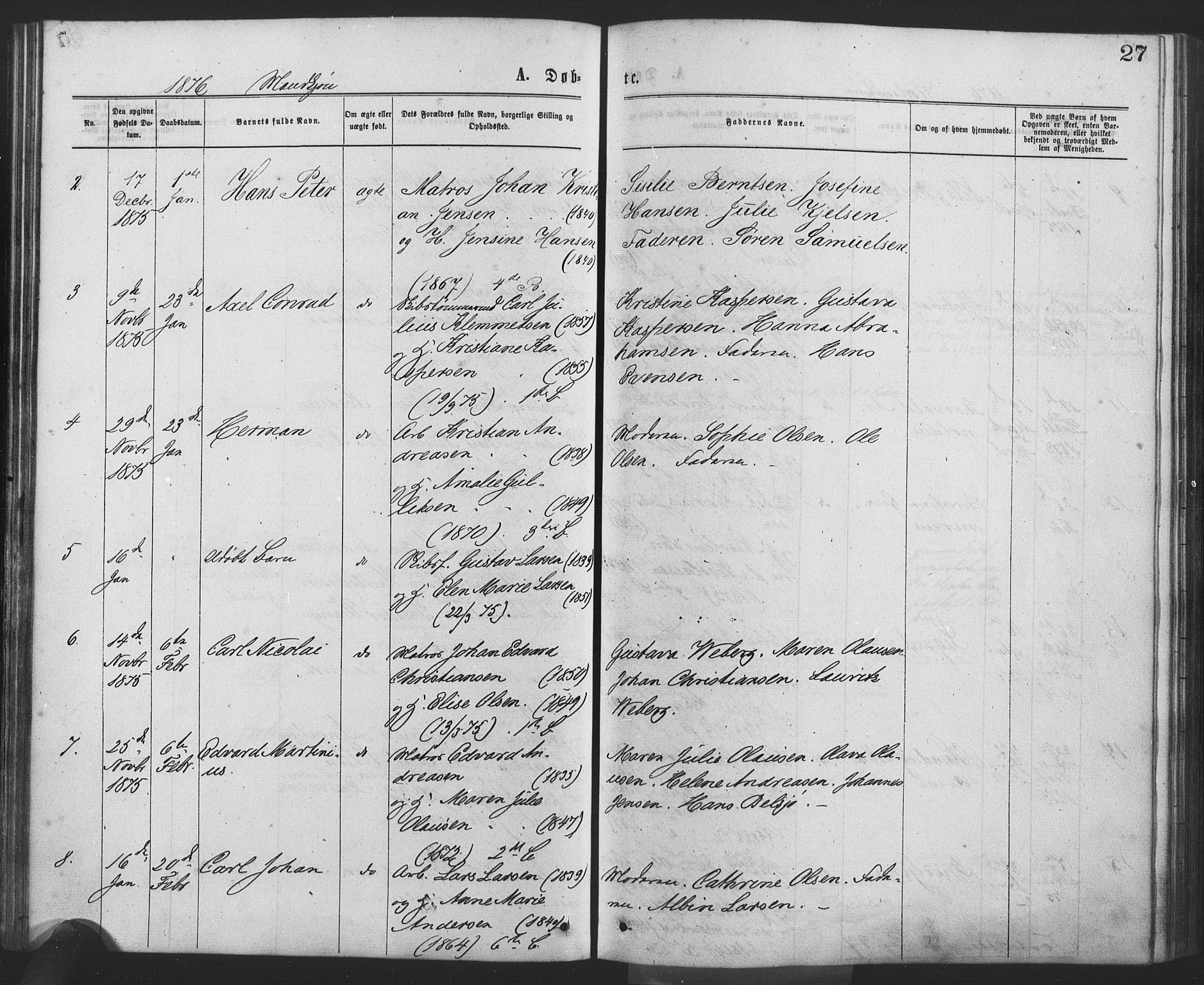 Drøbak prestekontor Kirkebøker, SAO/A-10142a/F/Fa/L0003: Parish register (official) no. I 3, 1871-1877, p. 27