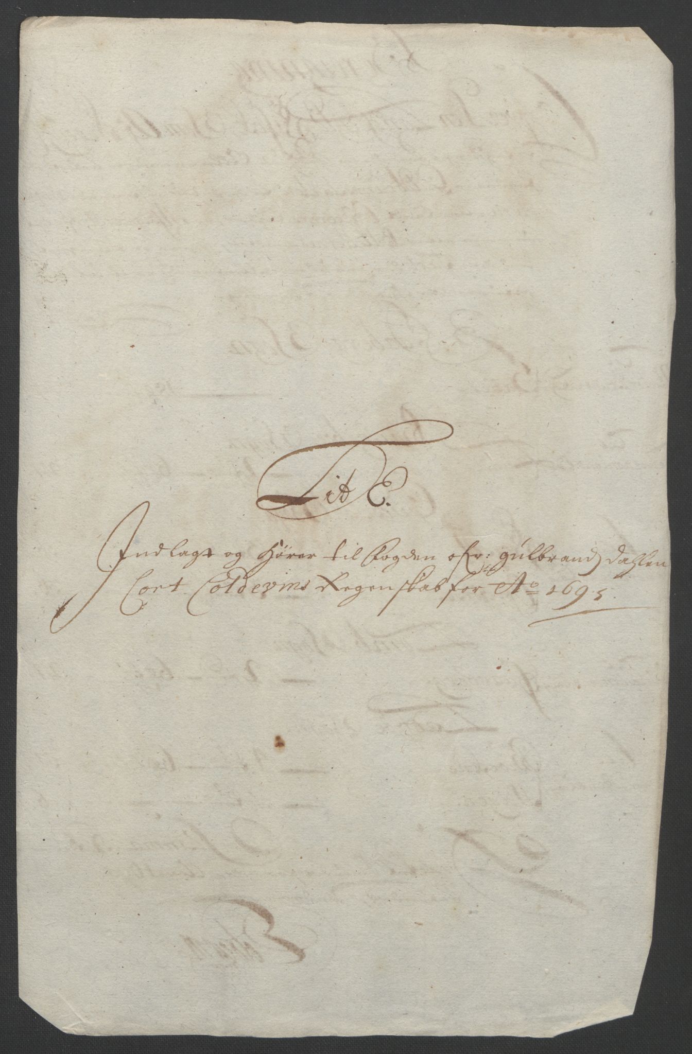 Rentekammeret inntil 1814, Reviderte regnskaper, Fogderegnskap, RA/EA-4092/R17/L1169: Fogderegnskap Gudbrandsdal, 1695, p. 105