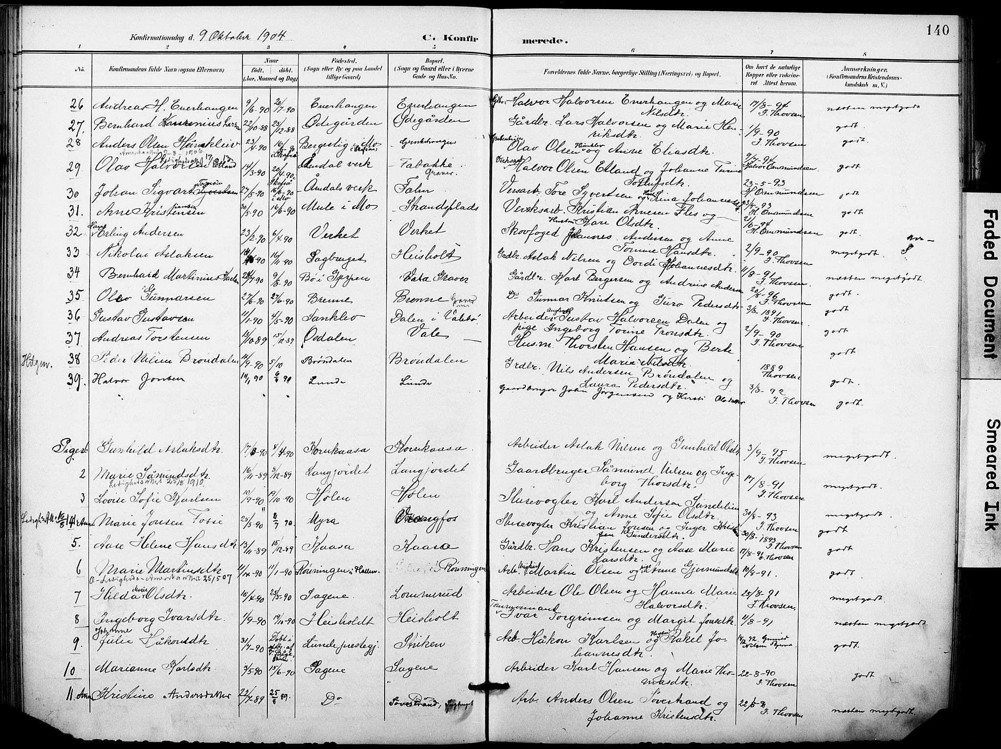Holla kirkebøker, SAKO/A-272/F/Fa/L0010: Parish register (official) no. 10, 1897-1907, p. 140