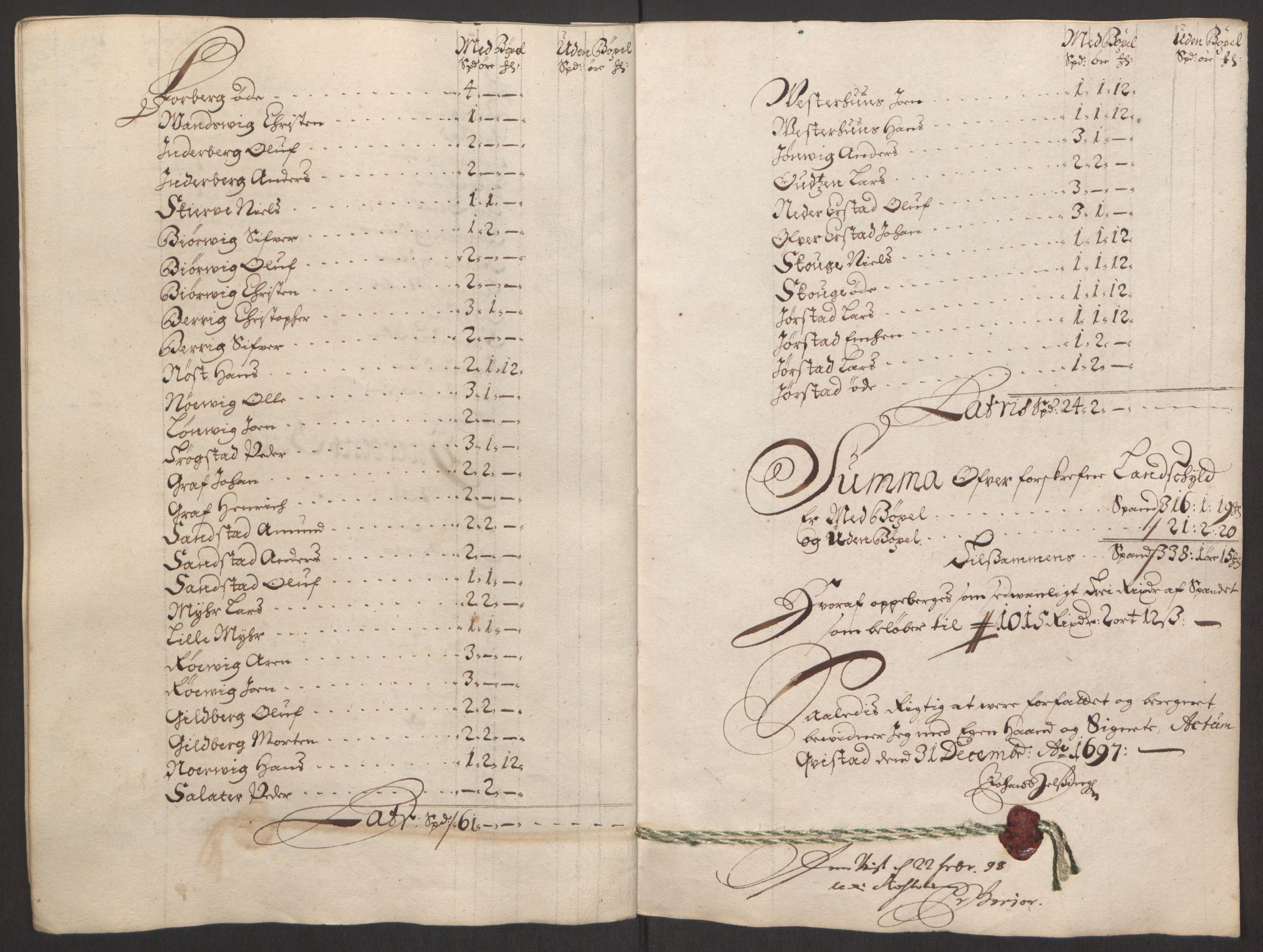 Rentekammeret inntil 1814, Reviderte regnskaper, Fogderegnskap, RA/EA-4092/R63/L4309: Fogderegnskap Inderøy, 1695-1697, p. 466