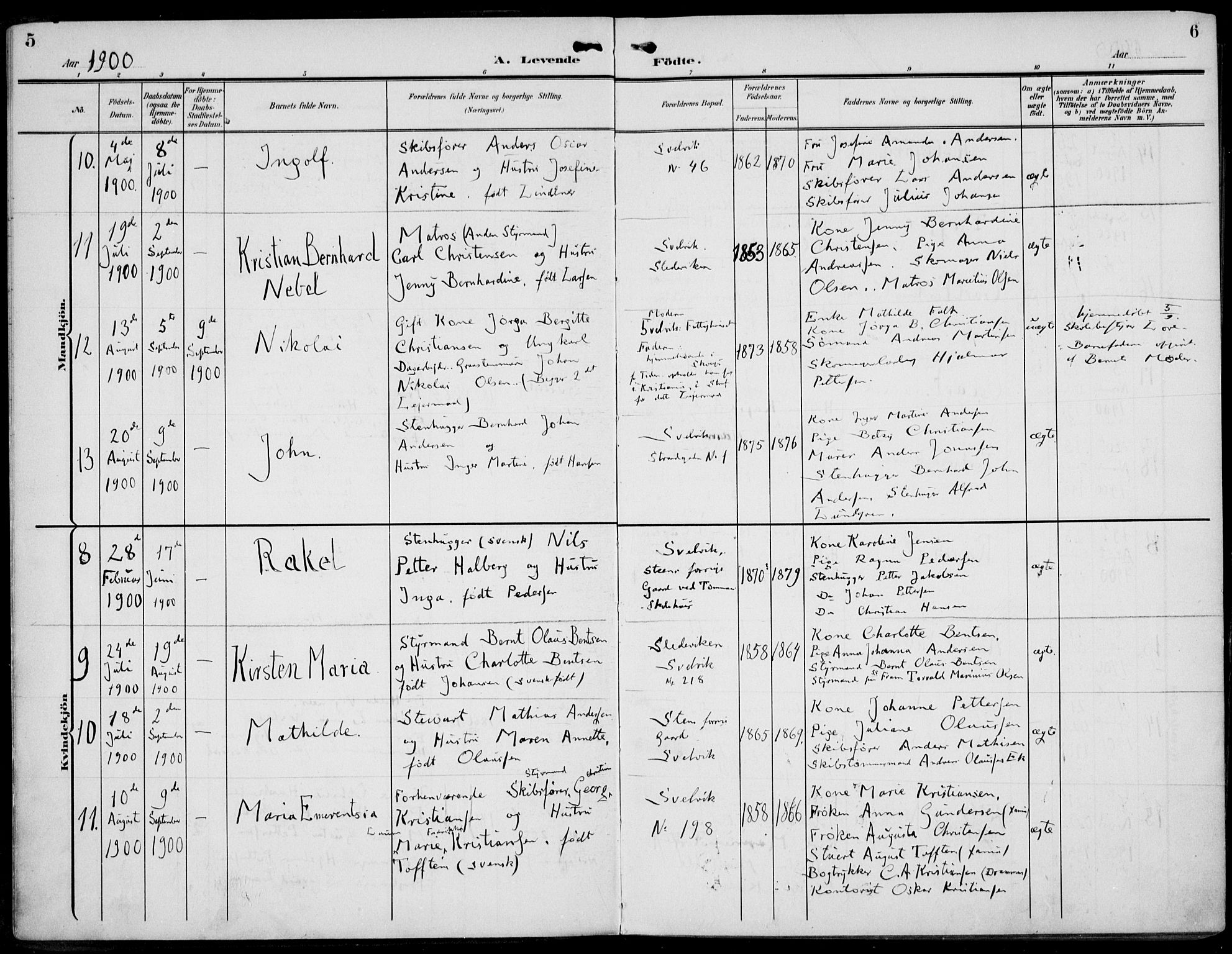 Strømm kirkebøker, AV/SAKO-A-322/F/Fb/L0002: Parish register (official) no. II 2, 1900-1919, p. 5-6