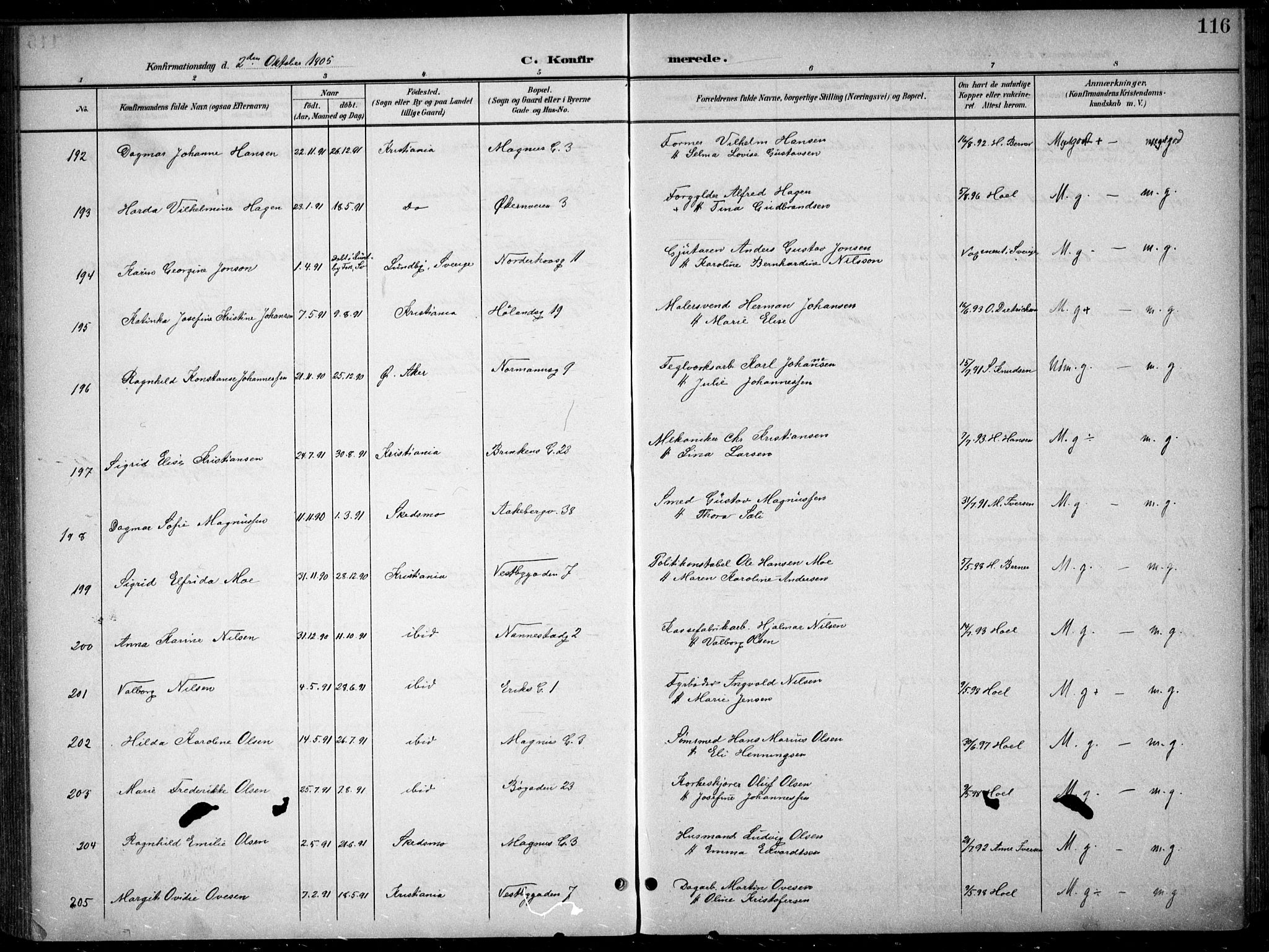 Kampen prestekontor Kirkebøker, SAO/A-10853/F/Fa/L0009: Parish register (official) no. I 9, 1899-1911, p. 116