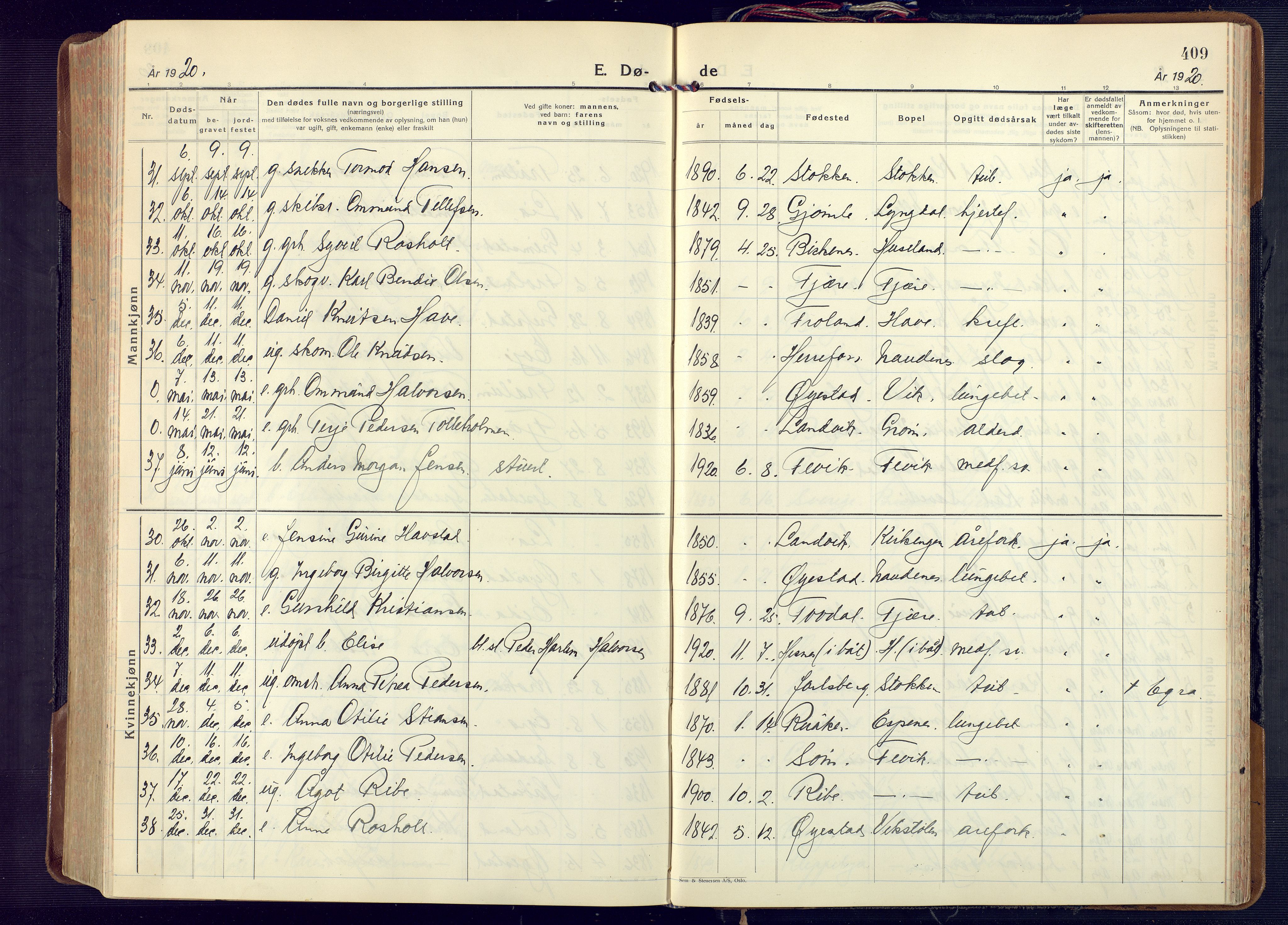 Fjære sokneprestkontor, SAK/1111-0011/F/Fa/L0004: Parish register (official) no. A 4, 1902-1925, p. 409