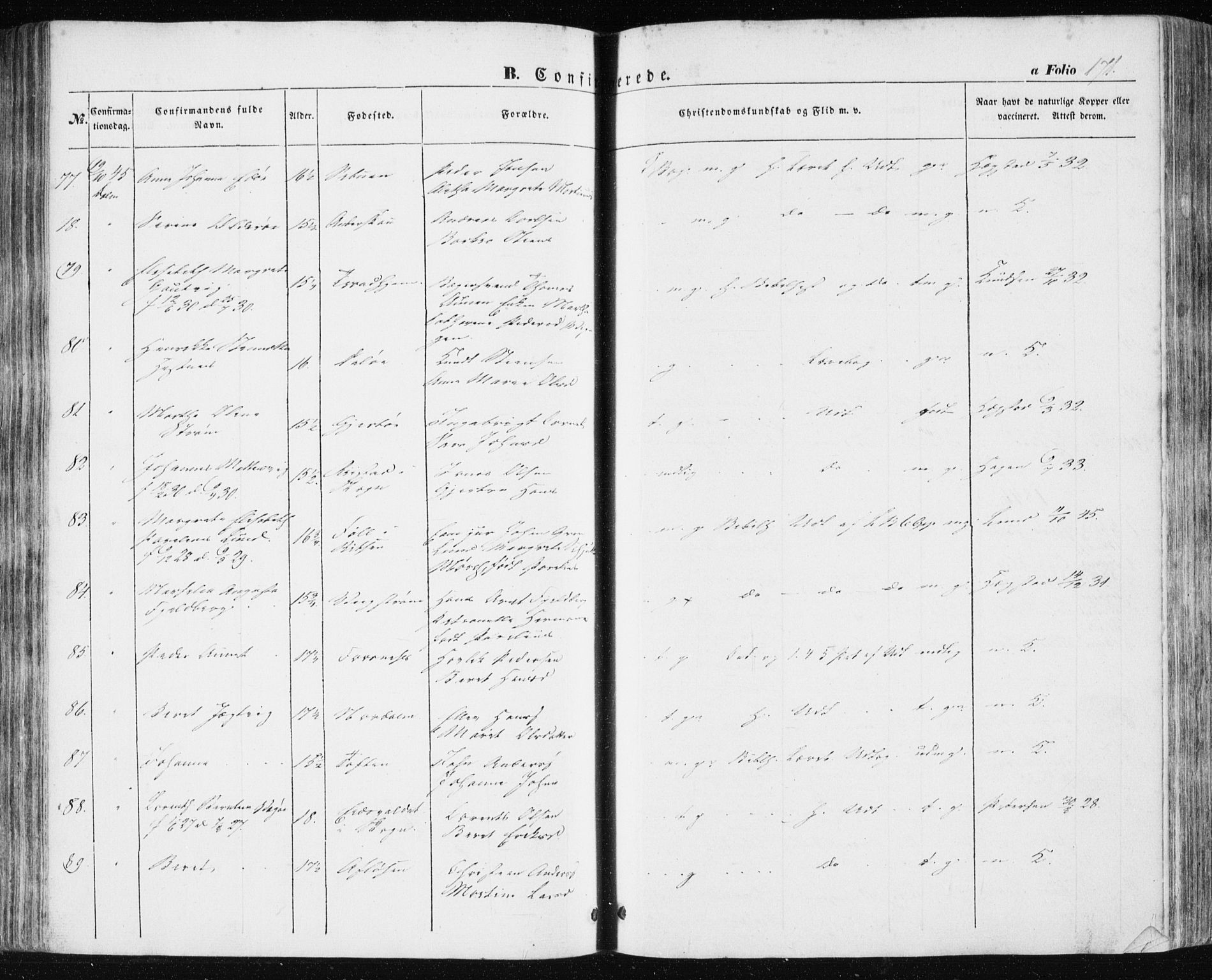 Ministerialprotokoller, klokkerbøker og fødselsregistre - Sør-Trøndelag, SAT/A-1456/634/L0529: Parish register (official) no. 634A05, 1843-1851, p. 171