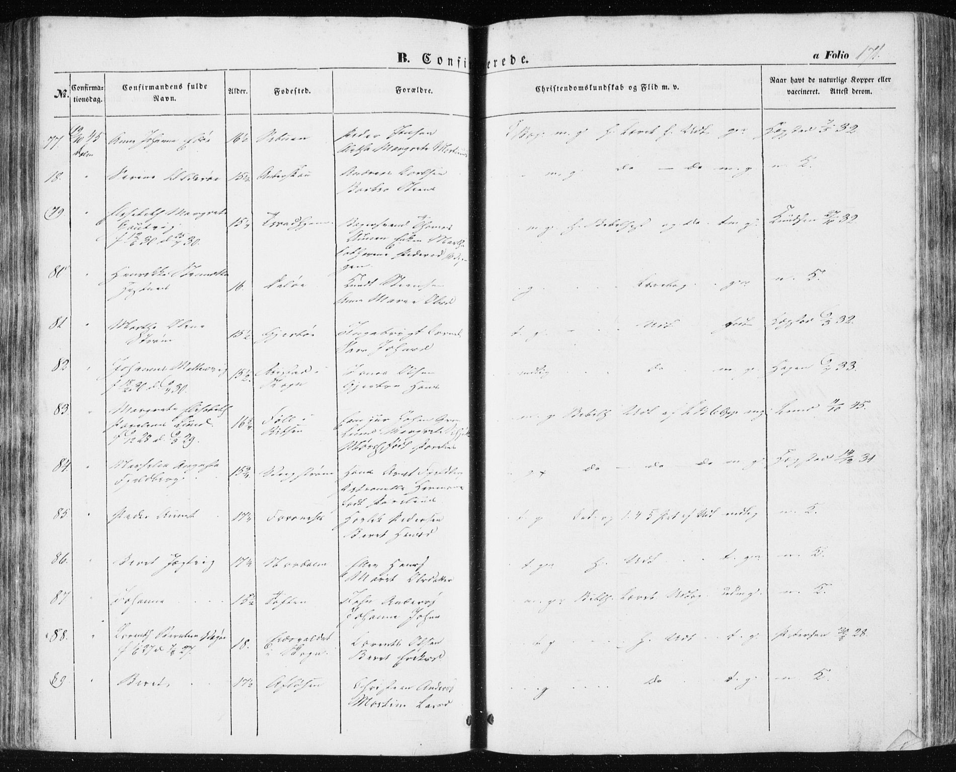 Ministerialprotokoller, klokkerbøker og fødselsregistre - Sør-Trøndelag, AV/SAT-A-1456/634/L0529: Parish register (official) no. 634A05, 1843-1851, p. 171