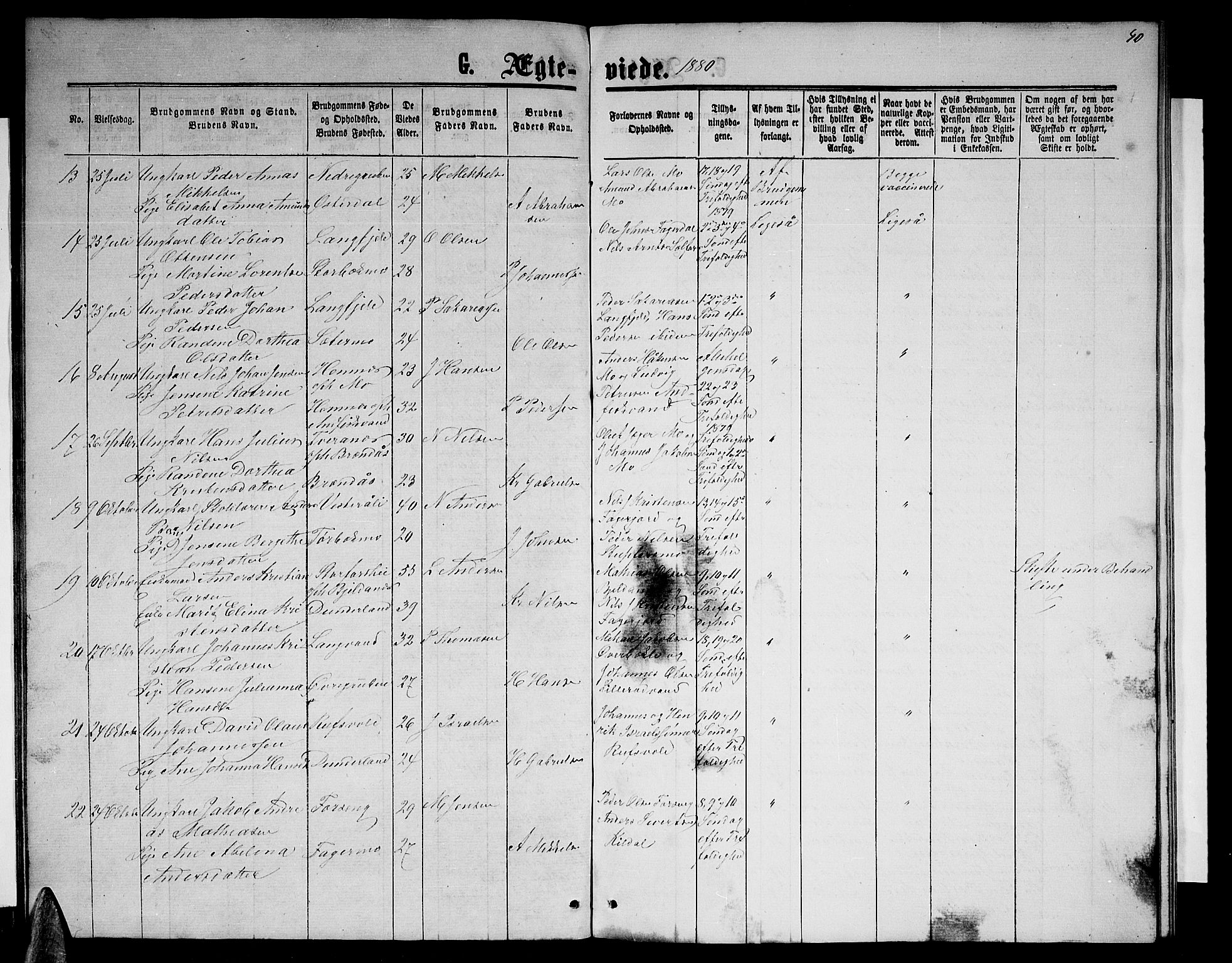 Ministerialprotokoller, klokkerbøker og fødselsregistre - Nordland, AV/SAT-A-1459/827/L0417: Parish register (copy) no. 827C06, 1864-1886, p. 40