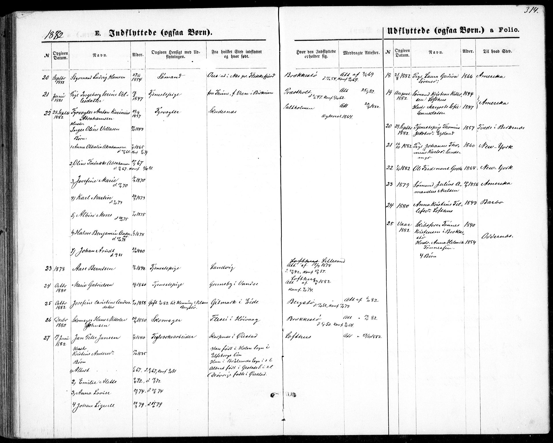 Vestre Moland sokneprestkontor, AV/SAK-1111-0046/F/Fb/Fbb/L0005: Parish register (copy) no. B 5, 1872-1883, p. 314