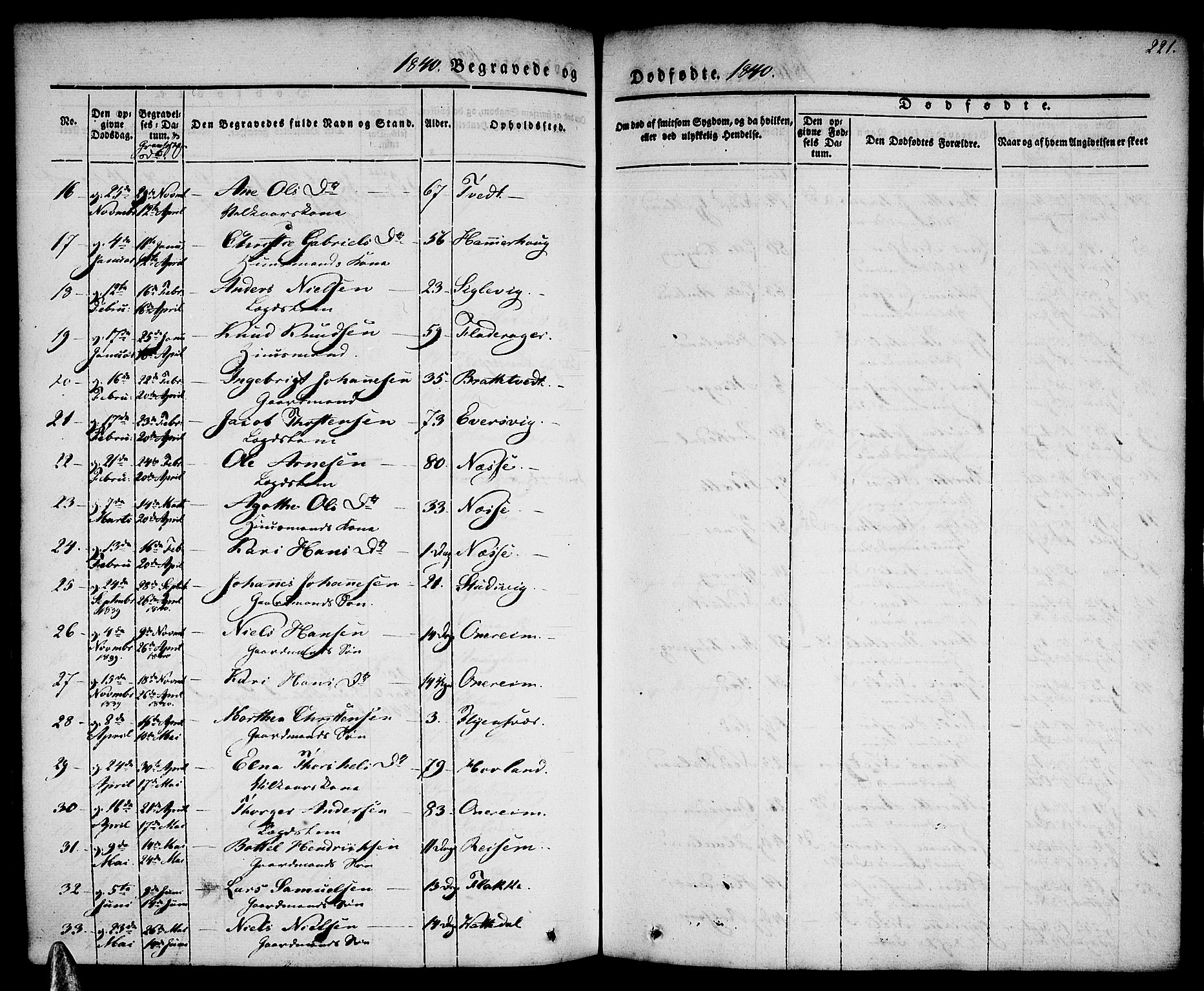 Tysnes sokneprestembete, AV/SAB-A-78601/H/Haa: Parish register (official) no. A 9, 1837-1848, p. 221