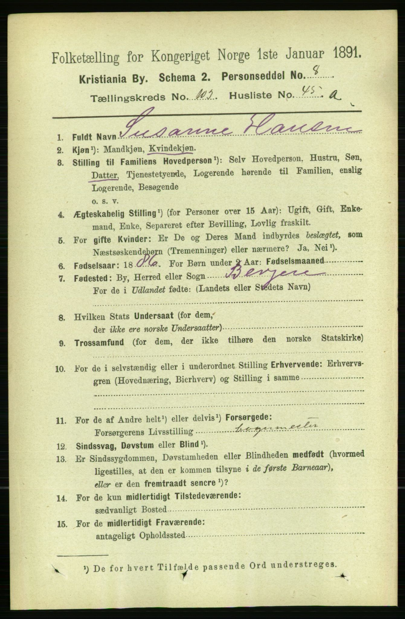 RA, 1891 census for 0301 Kristiania, 1891, p. 51950