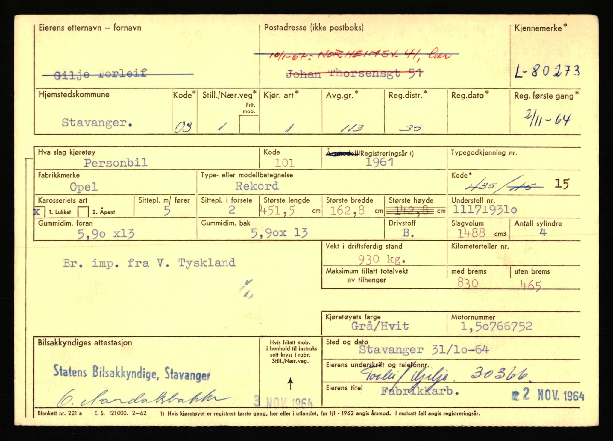 Stavanger trafikkstasjon, AV/SAST-A-101942/0/F/L0070: L-78800 - L-80499, 1930-1971, p. 2200