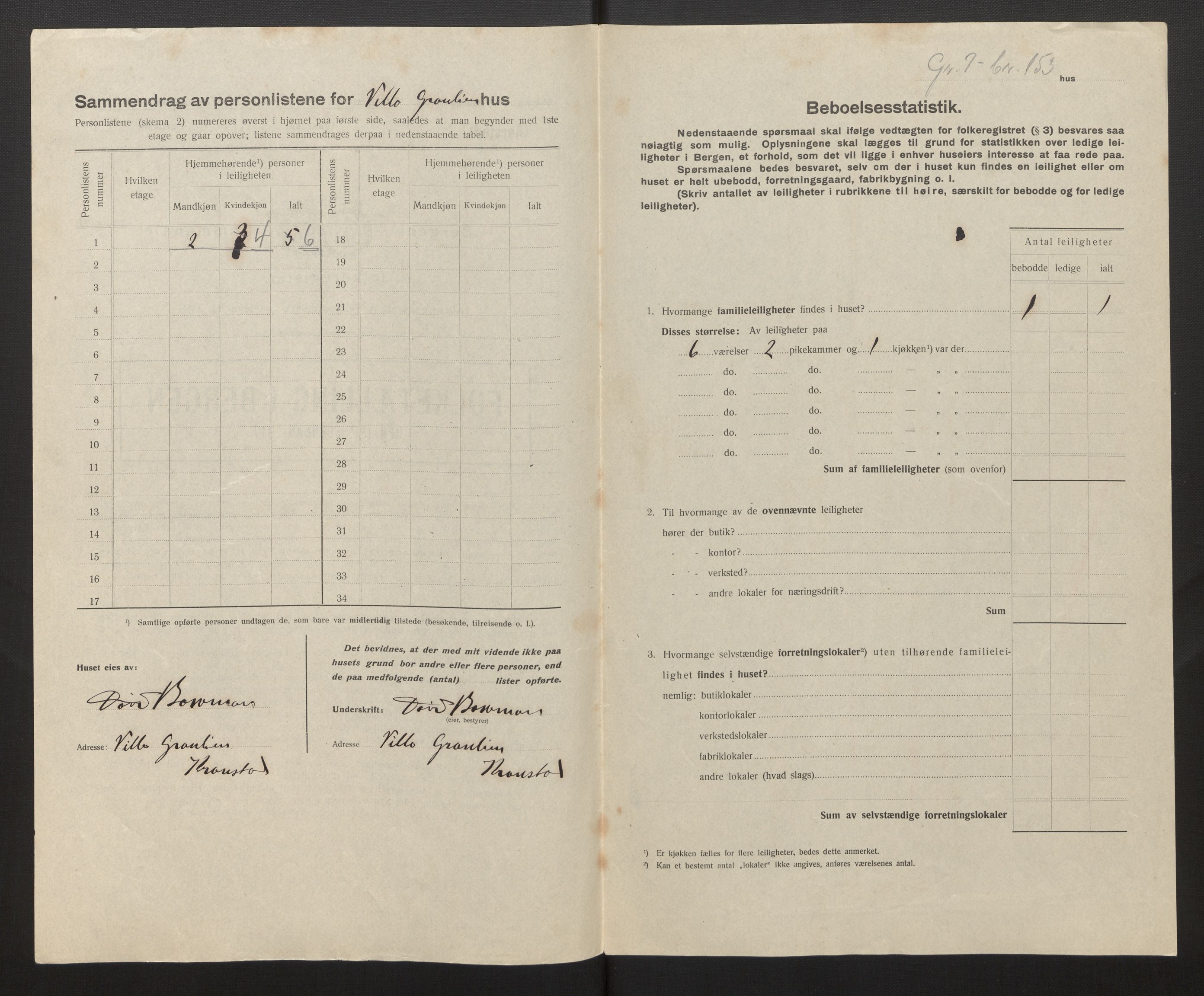 SAB, Municipal Census 1917 for Bergen, 1917, p. 49325