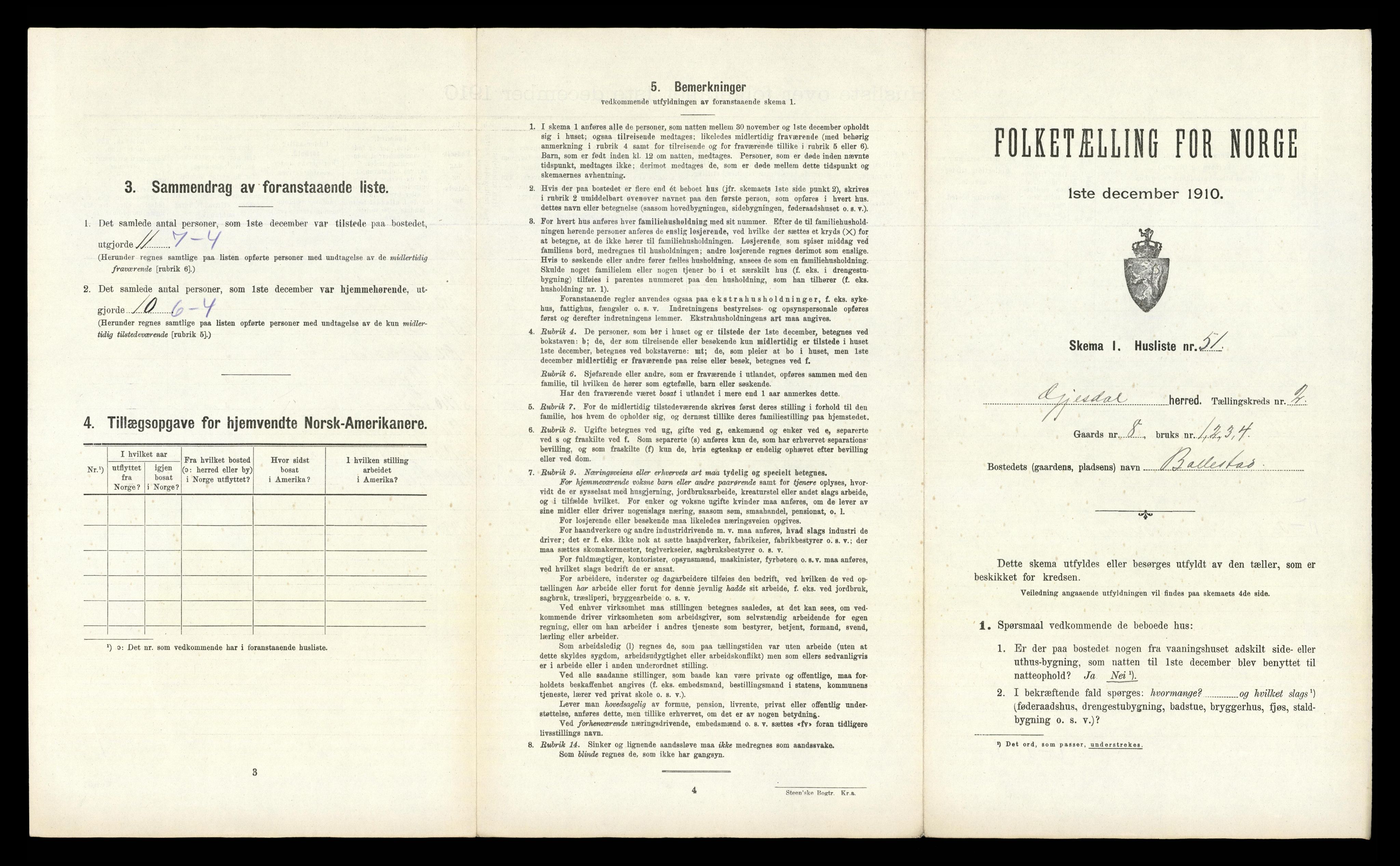 RA, 1910 census for Gjesdal, 1910, p. 310