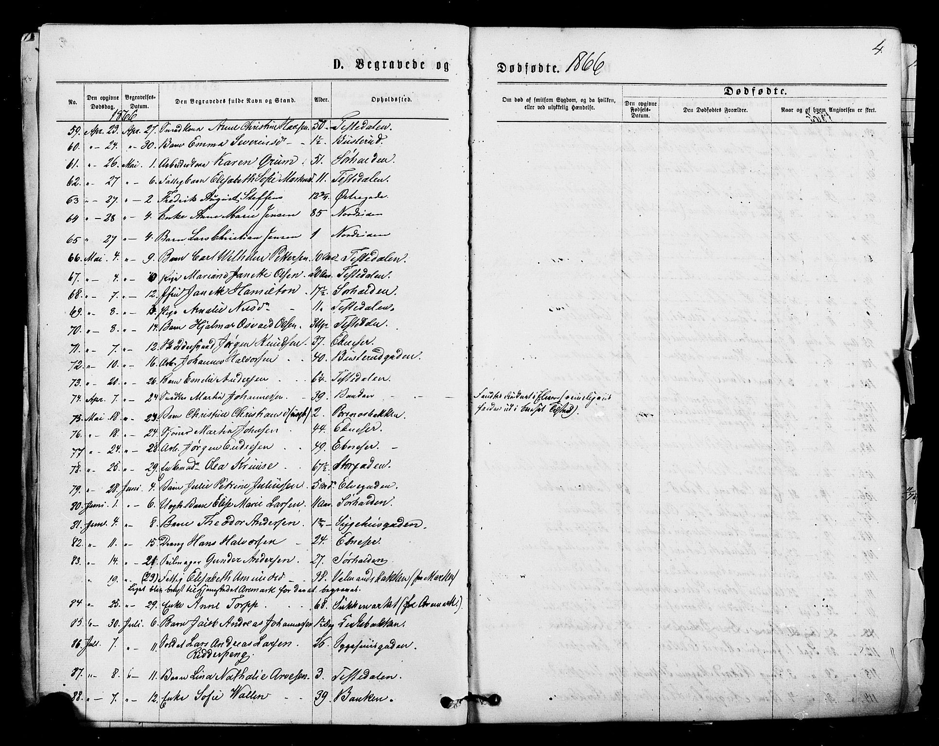 Halden prestekontor Kirkebøker, AV/SAO-A-10909/F/Fa/L0010: Parish register (official) no. I 10, 1866-1877, p. 4