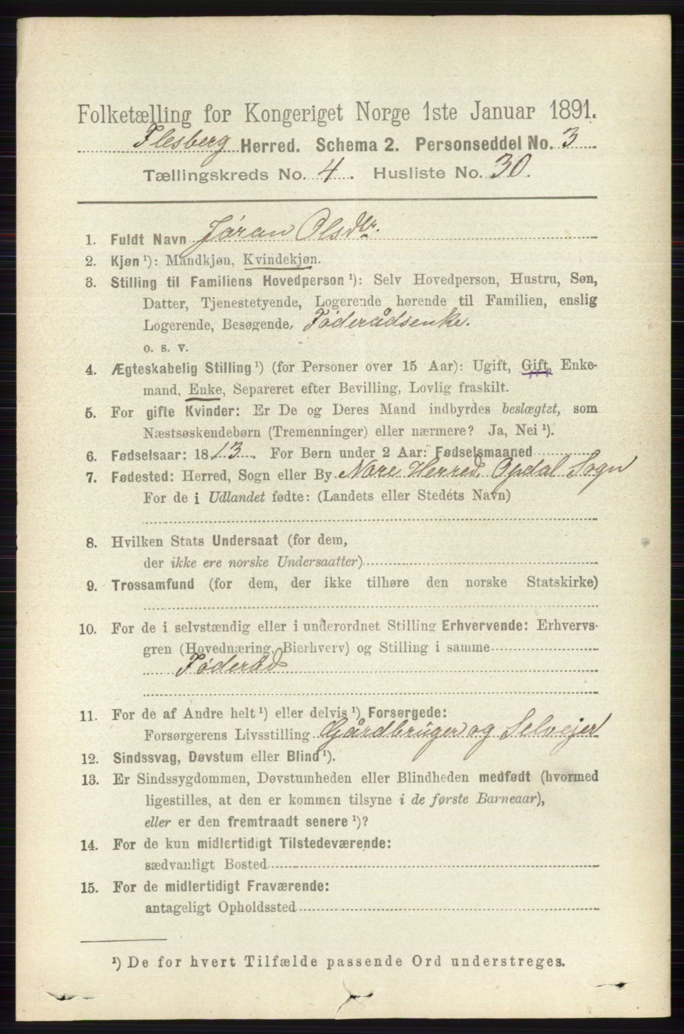 RA, 1891 census for 0631 Flesberg, 1891, p. 683