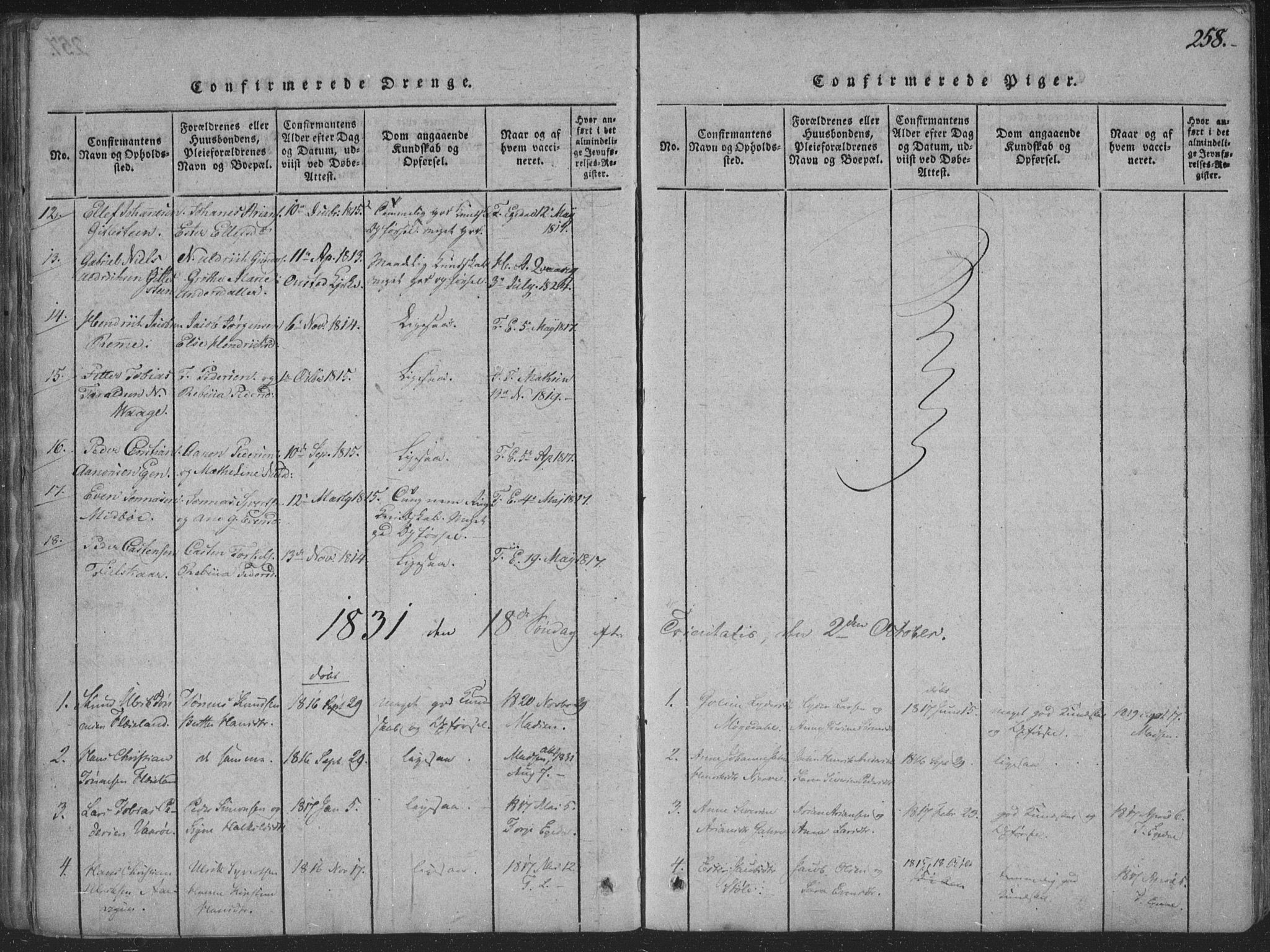 Sør-Audnedal sokneprestkontor, AV/SAK-1111-0039/F/Fa/Faa/L0001: Parish register (official) no. A 1, 1816-1848, p. 258