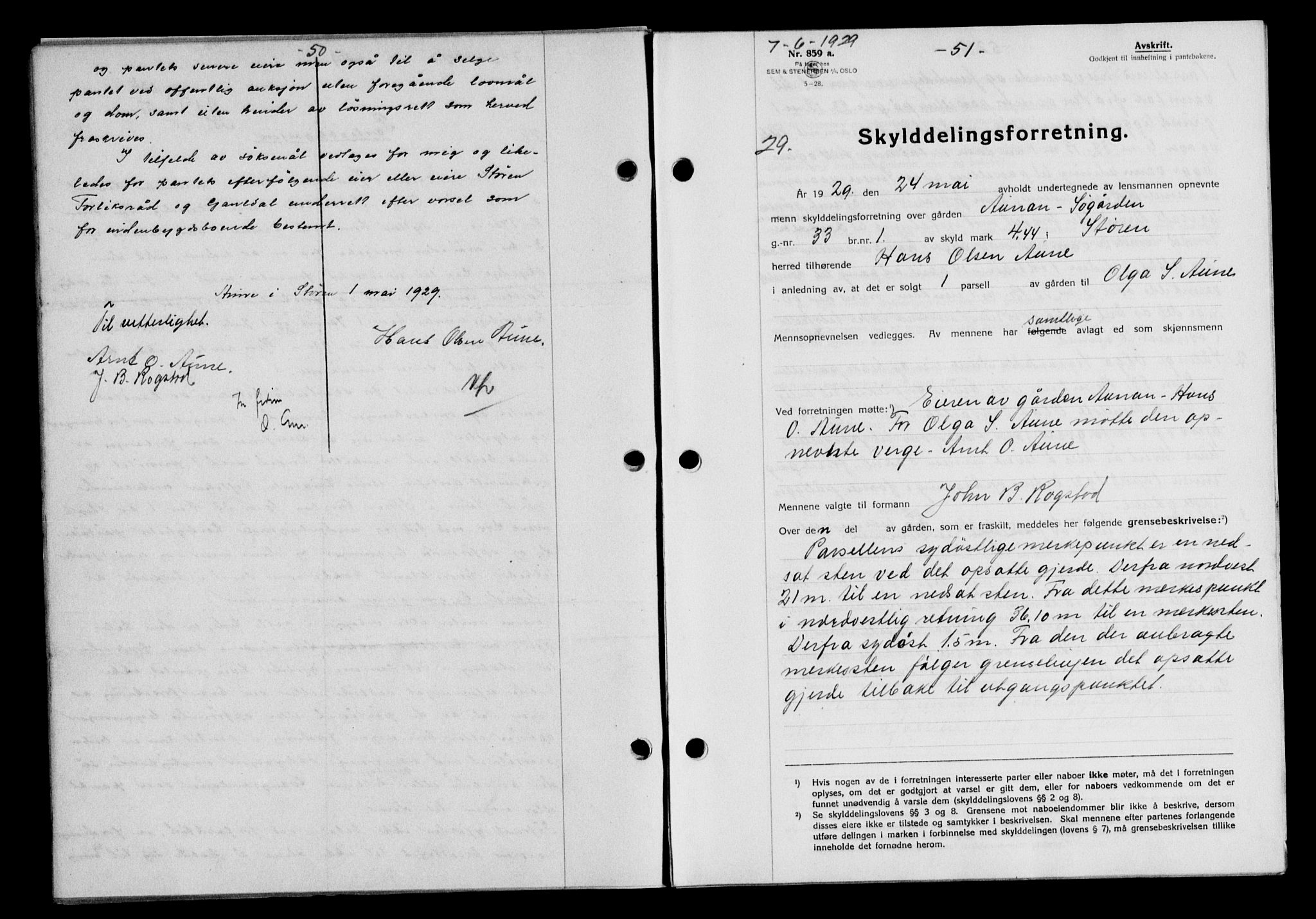Gauldal sorenskriveri, AV/SAT-A-0014/1/2/2C/L0038: Mortgage book no. 39, 1929-1930, Deed date: 07.06.1929