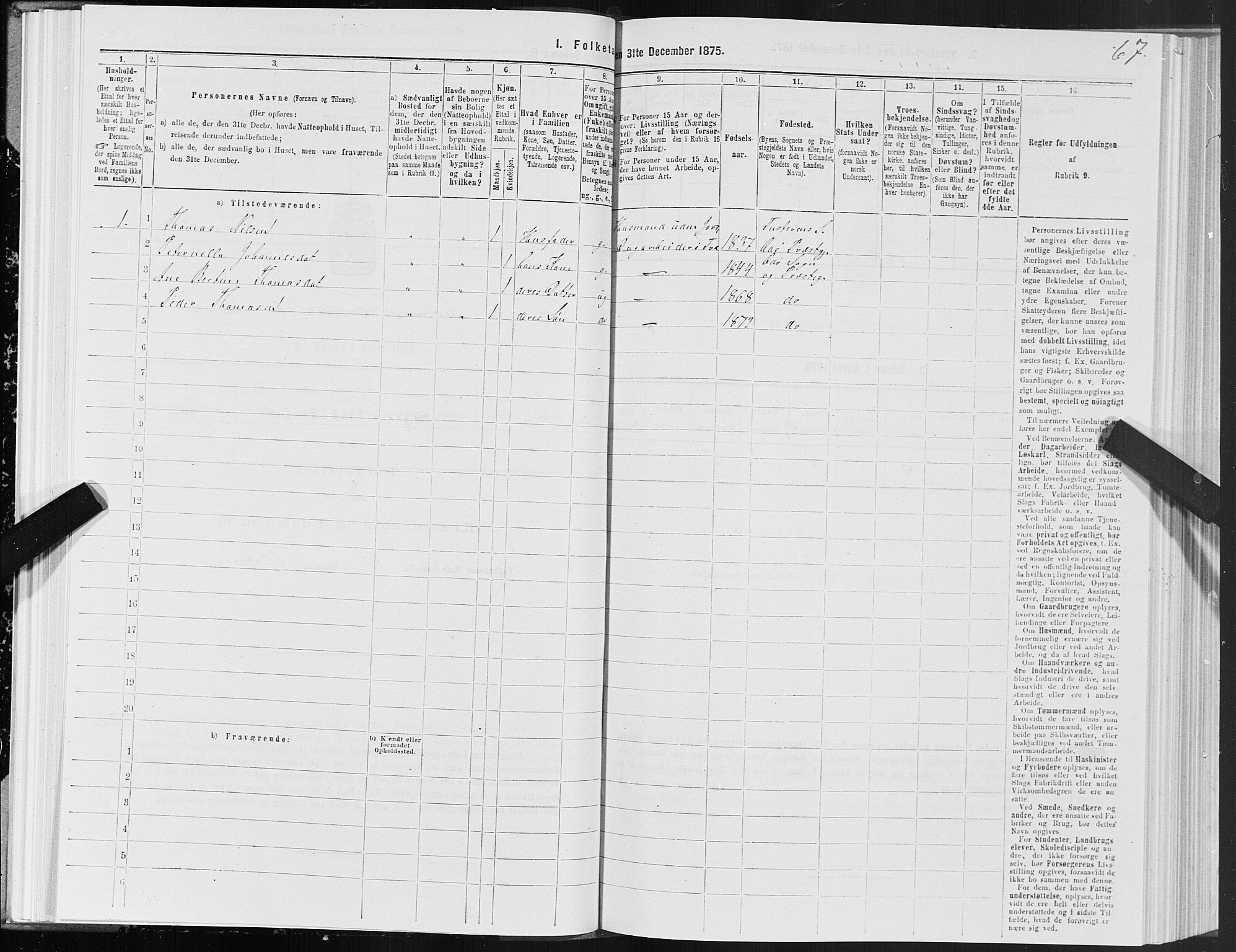 SAT, 1875 census for 1573P Edøy, 1875, p. 2067