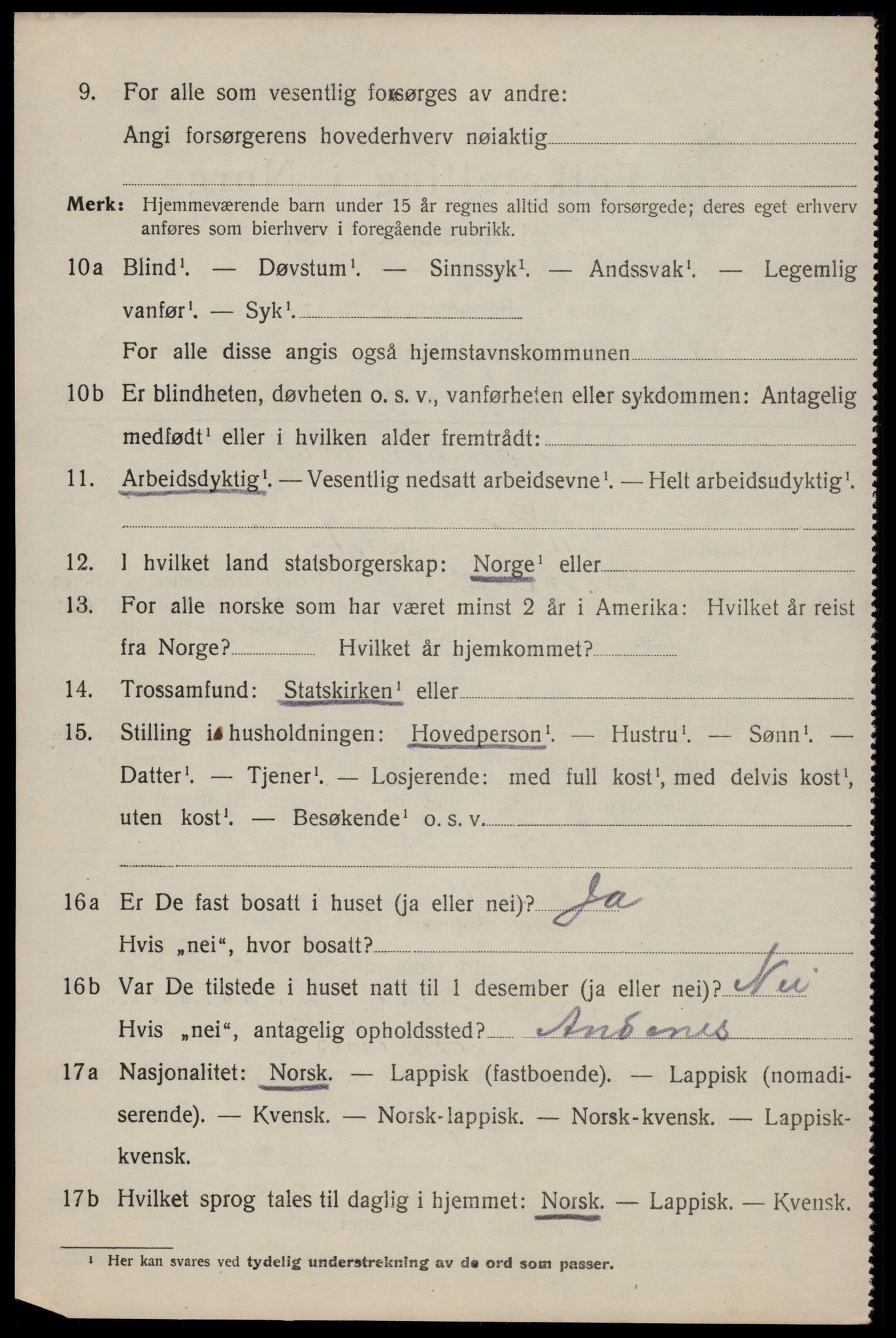 SAT, 1920 census for Dverberg, 1920, p. 7113