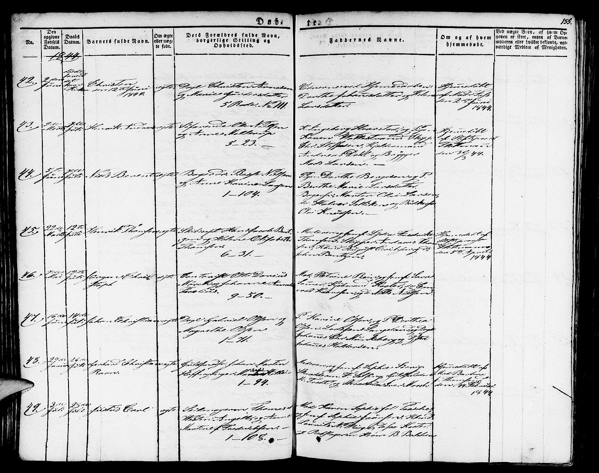 Nykirken Sokneprestembete, AV/SAB-A-77101/H/Haa/L0012: Parish register (official) no. A 12, 1821-1844, p. 155