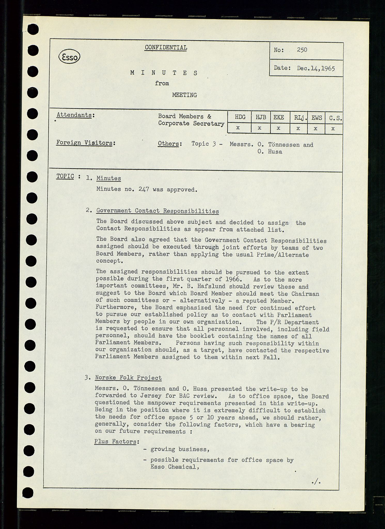 Pa 0982 - Esso Norge A/S, AV/SAST-A-100448/A/Aa/L0002/0001: Den administrerende direksjon Board minutes (styrereferater) / Den administrerende direksjon Board minutes (styrereferater), 1965, p. 7