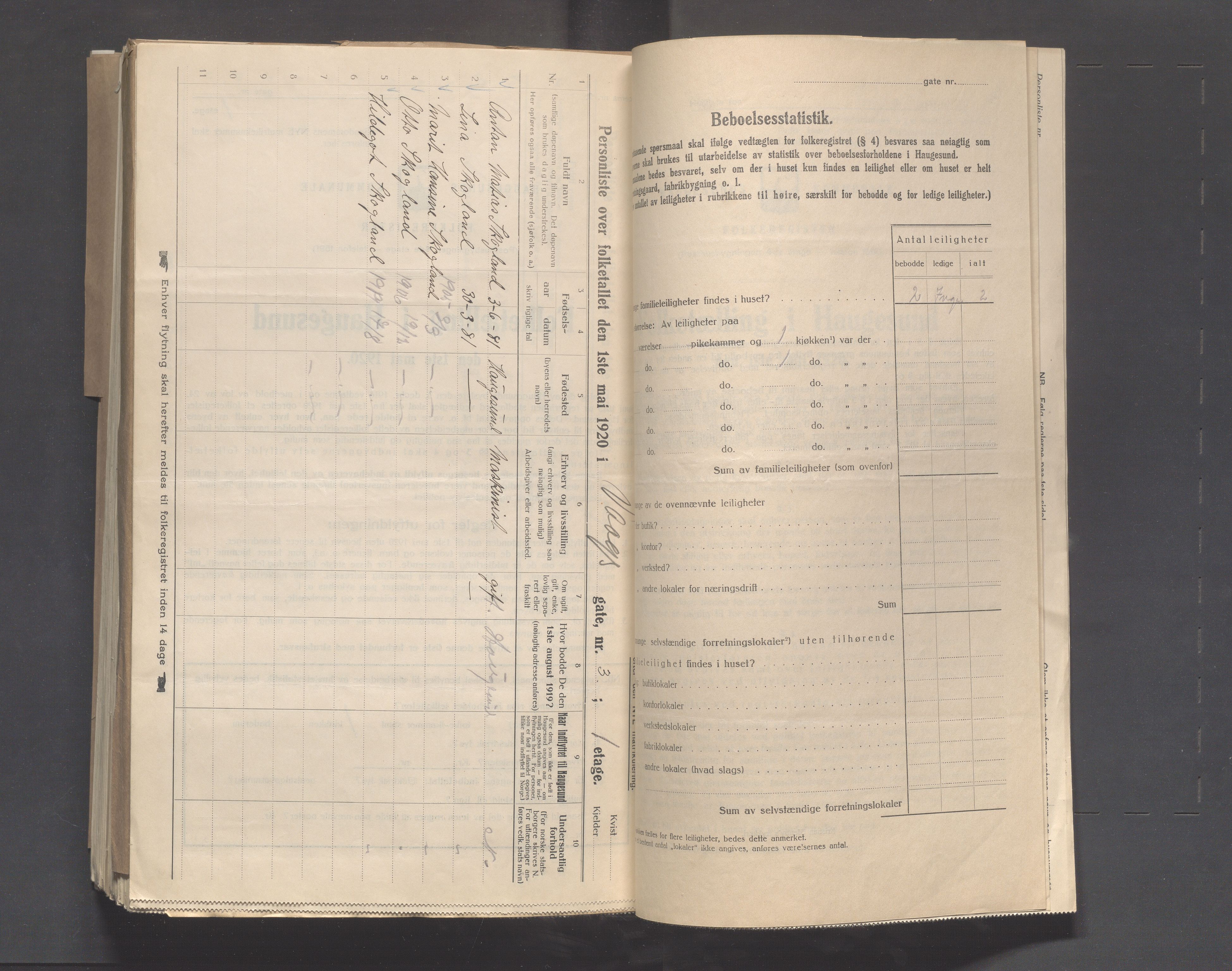 IKAR, Local census 1.5.1920 for Haugesund, 1920, p. 7142