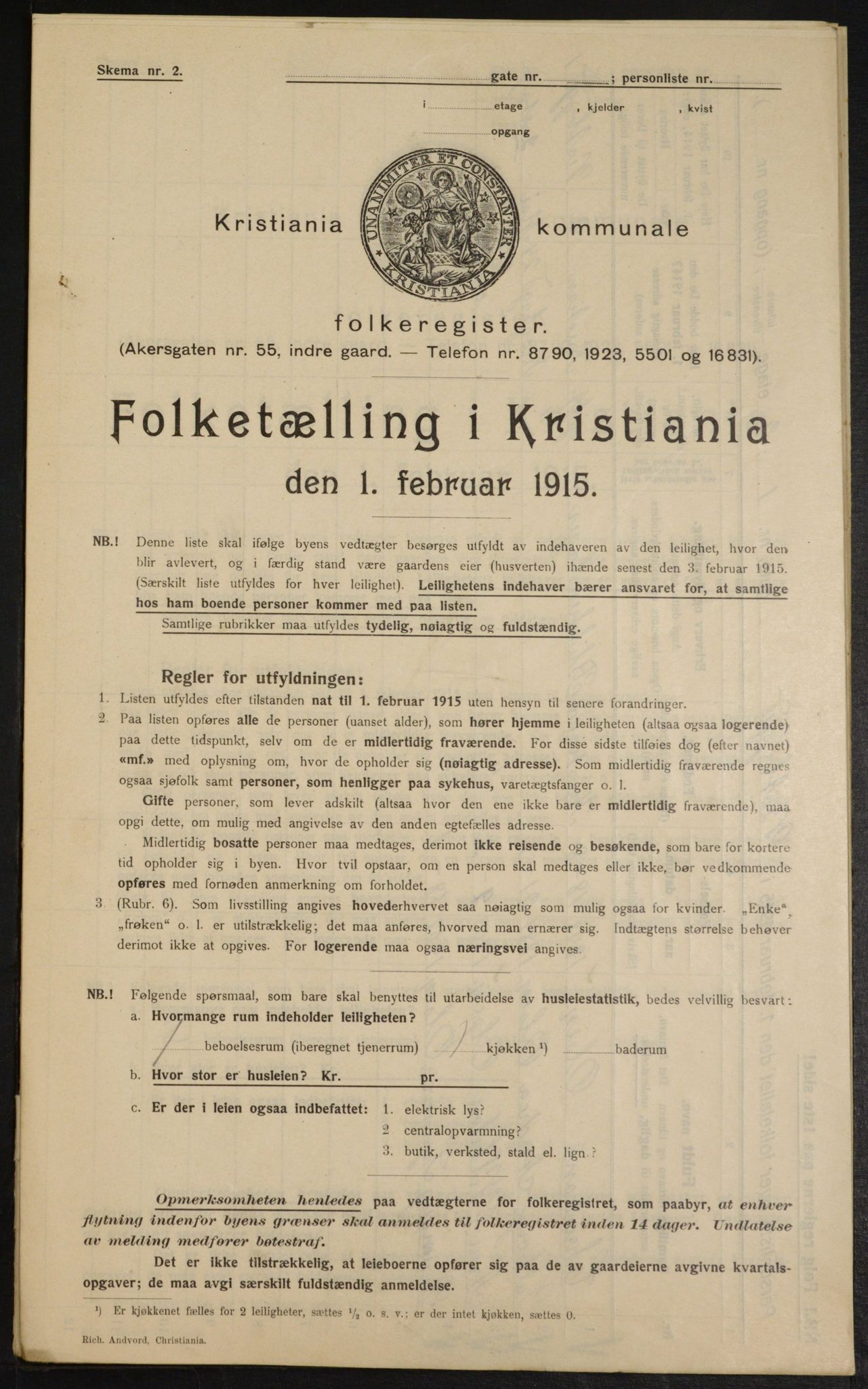 OBA, Municipal Census 1915 for Kristiania, 1915, p. 122909