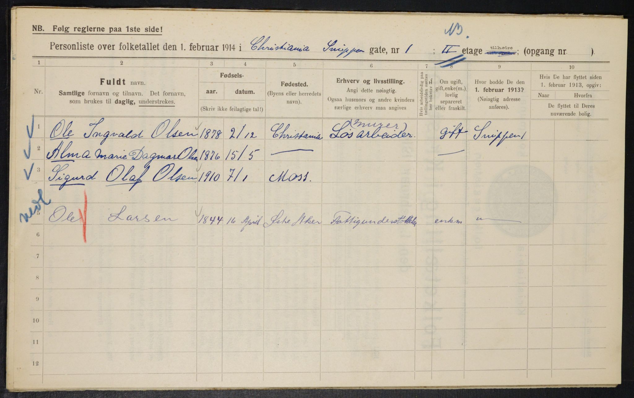 OBA, Municipal Census 1914 for Kristiania, 1914, p. 97838