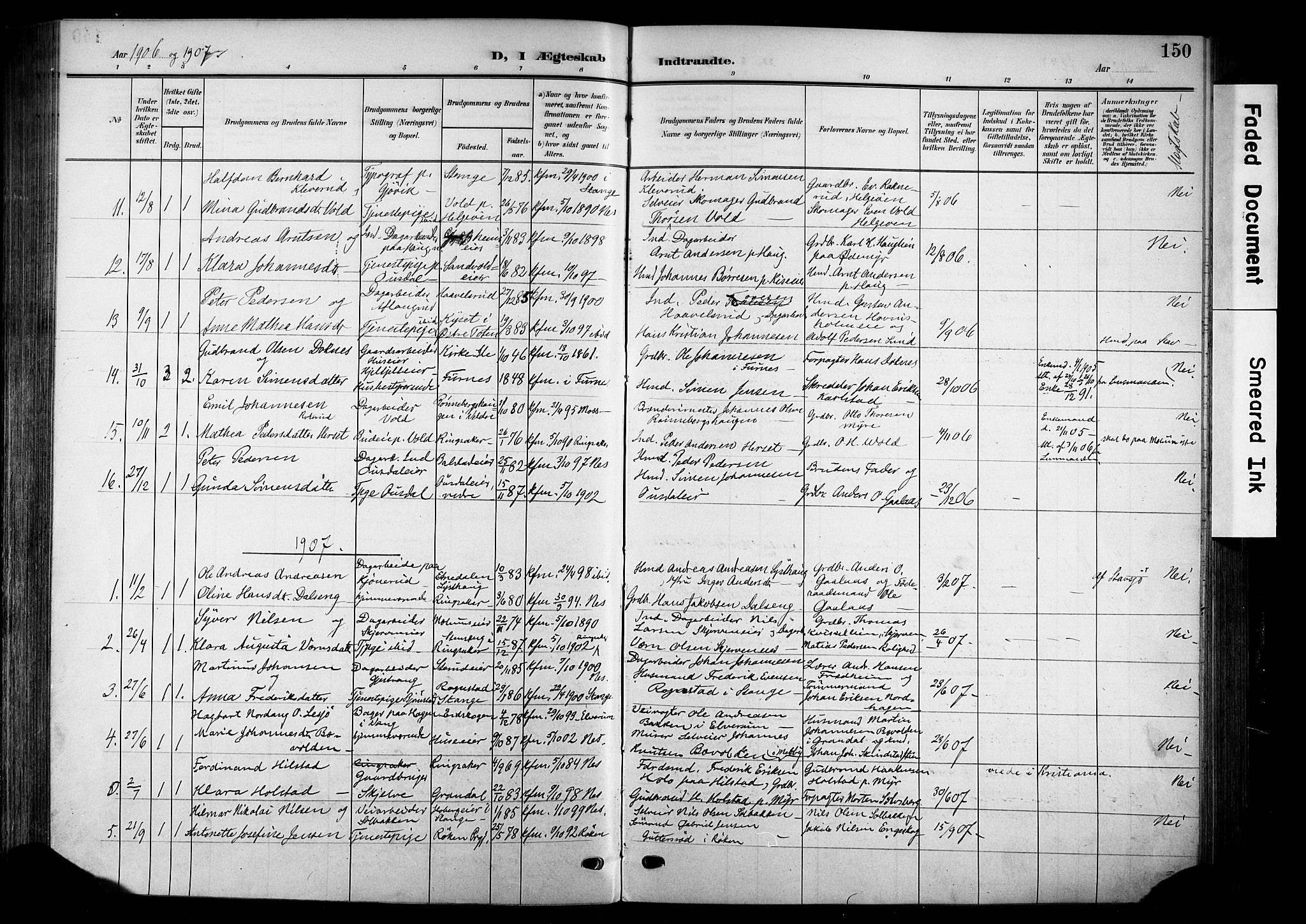 Nes prestekontor, Hedmark, SAH/PREST-020/K/Ka/L0014: Parish register (official) no. 14, 1906-1929, p. 150