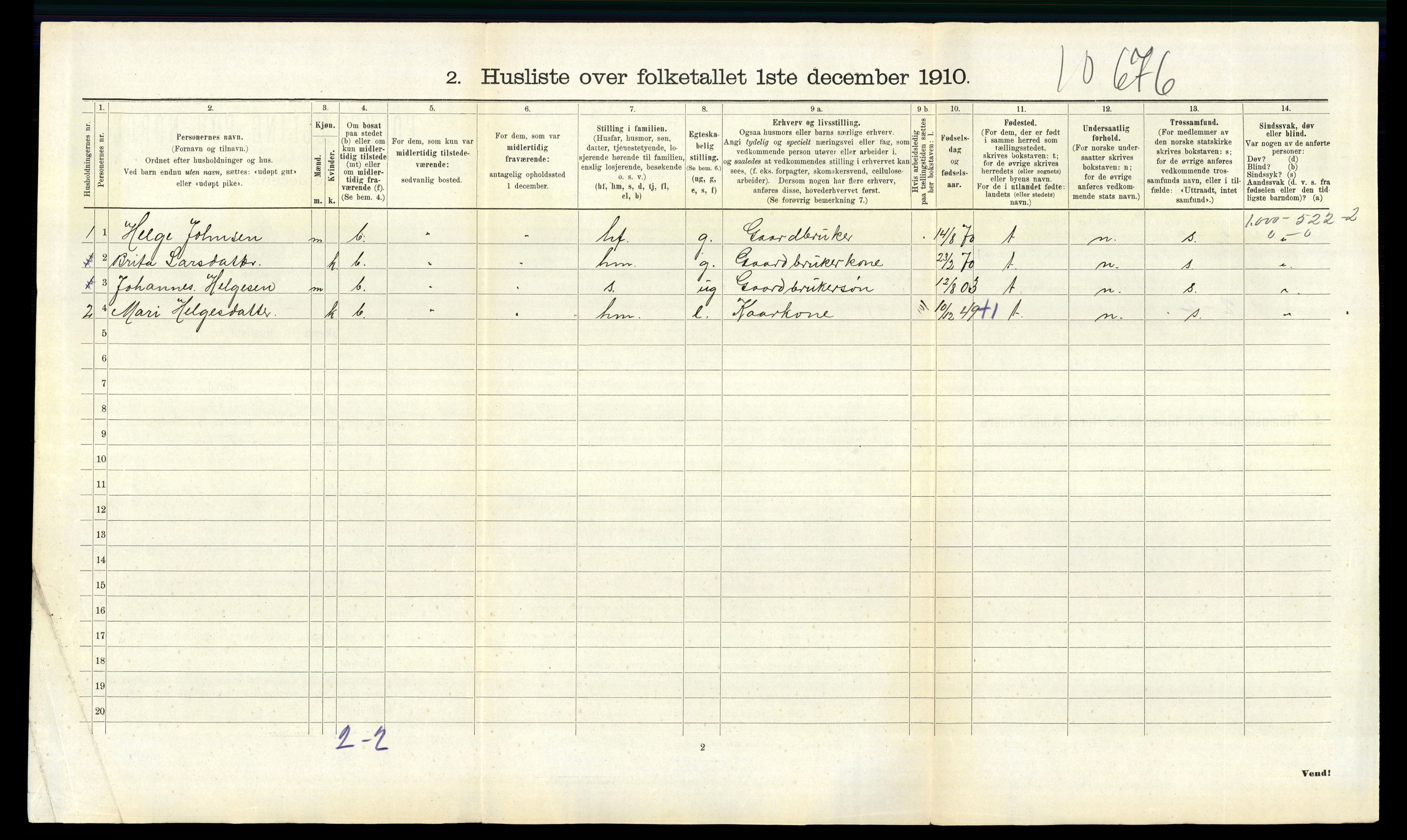 RA, 1910 census for Evanger, 1910, p. 386