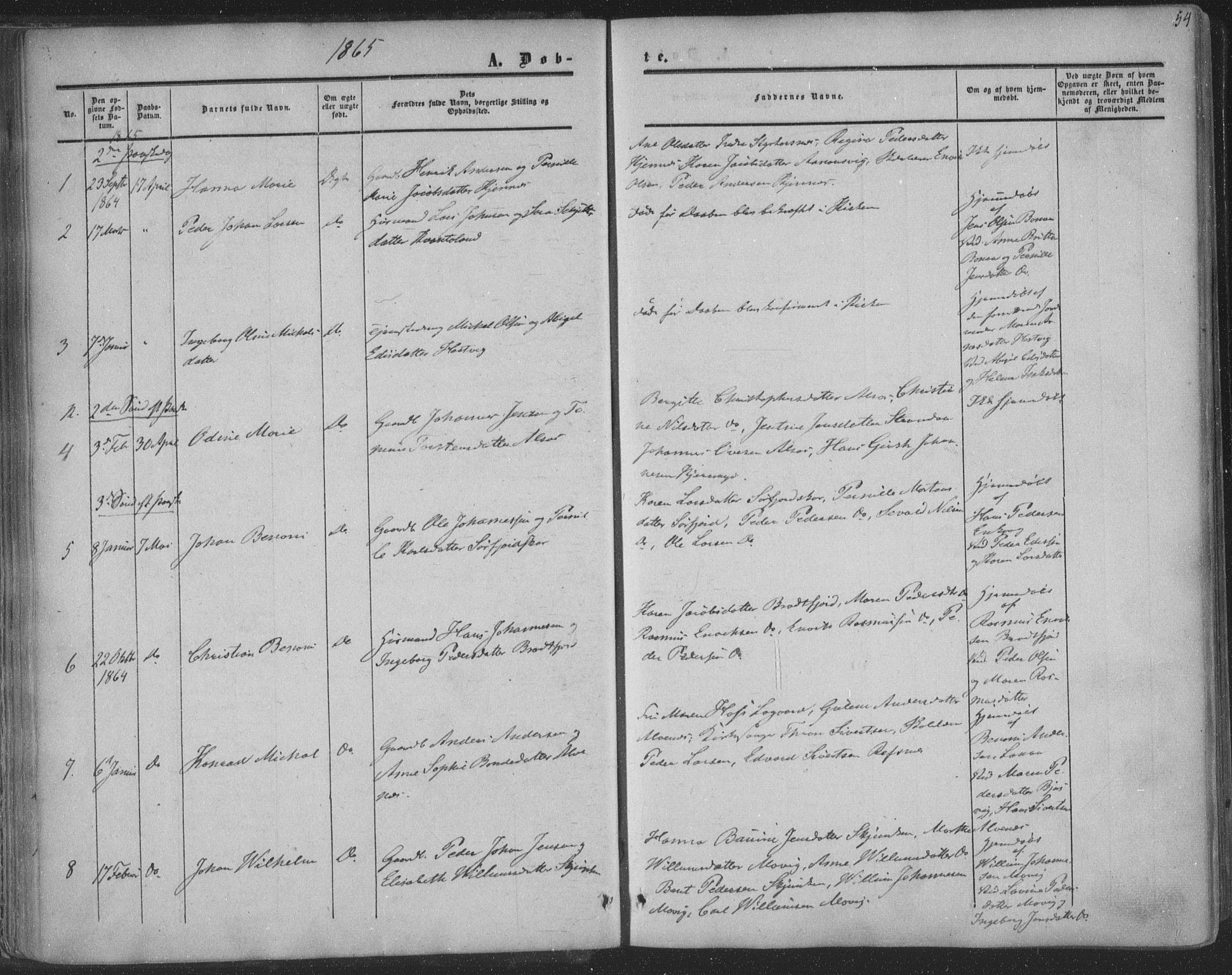 Ministerialprotokoller, klokkerbøker og fødselsregistre - Nordland, AV/SAT-A-1459/853/L0770: Parish register (official) no. 853A09, 1857-1870, p. 54