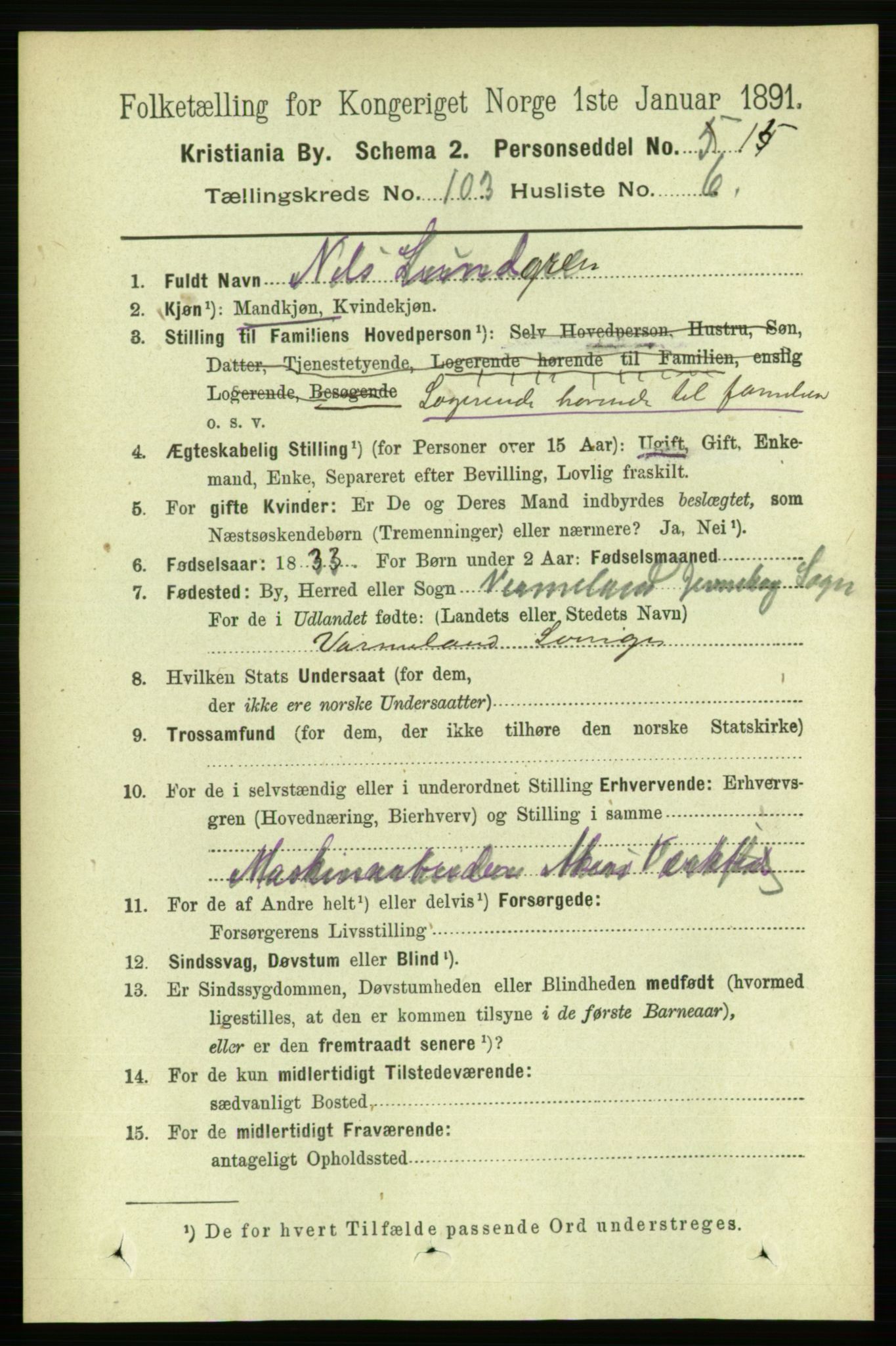 RA, 1891 census for 0301 Kristiania, 1891, p. 51482