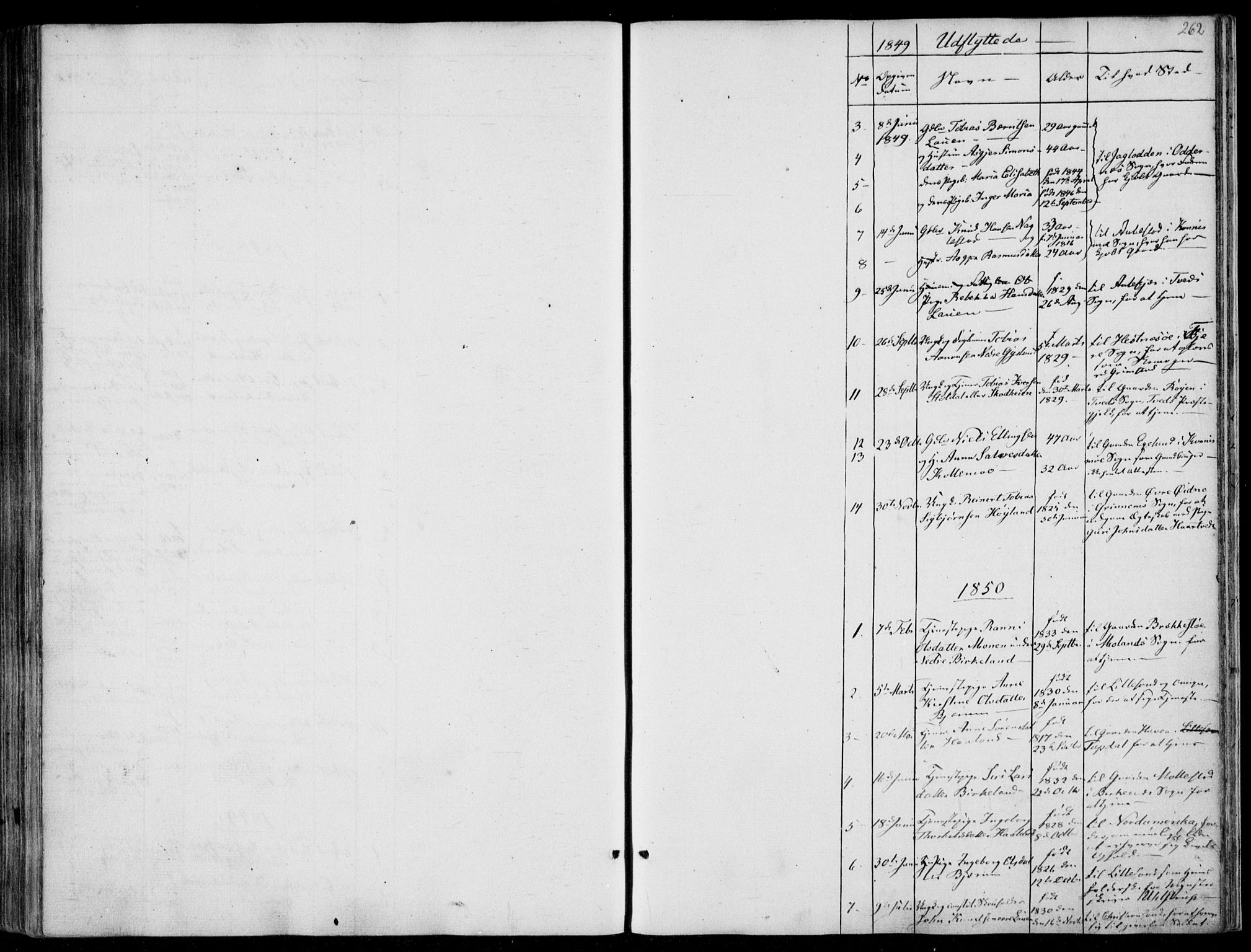 Hægebostad sokneprestkontor, AV/SAK-1111-0024/F/Fa/Faa/L0004: Parish register (official) no. A 4, 1834-1864, p. 262